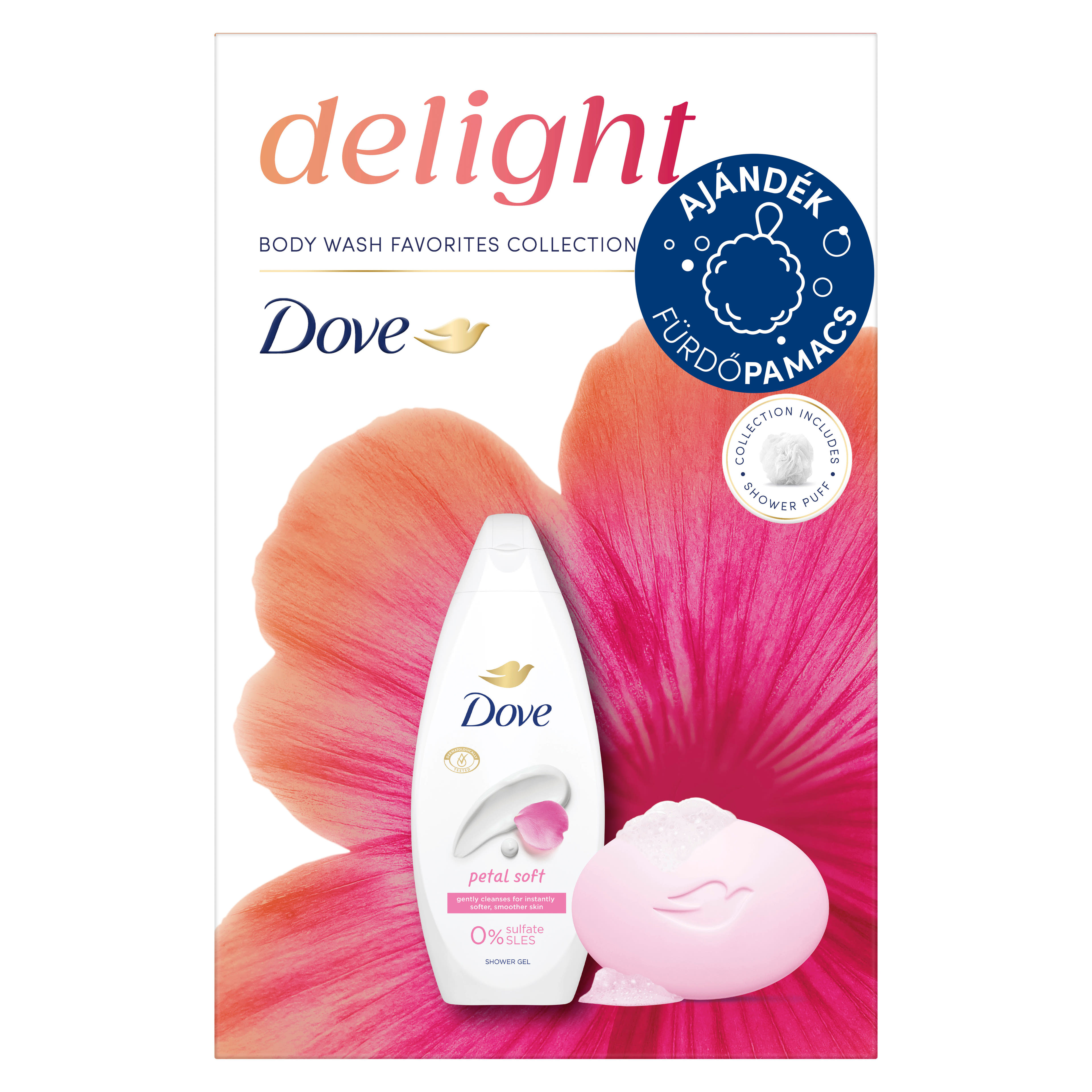 Dove Delight ajándékcsomag fürdőpamaccsal - 1 db