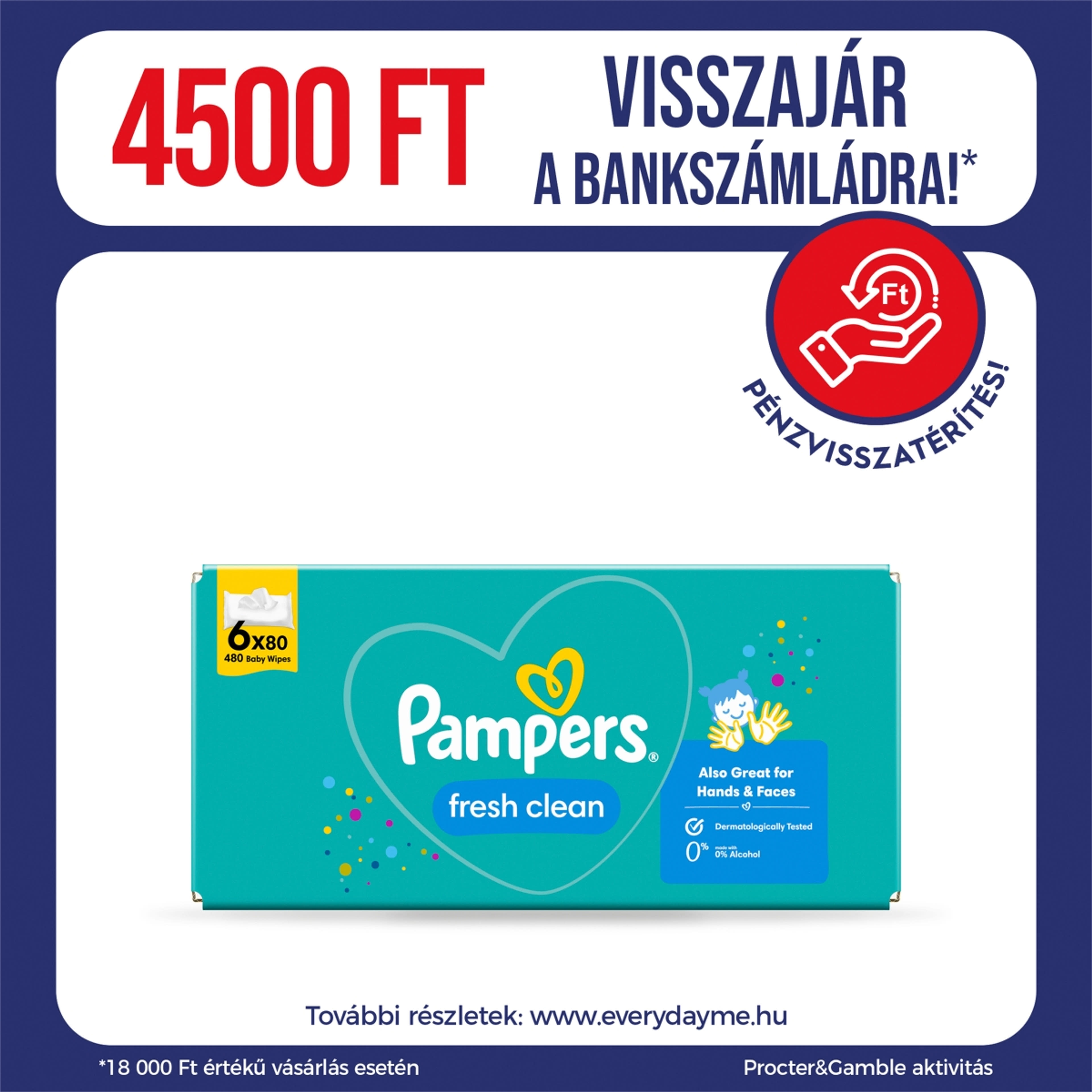 Pampers törlőkendő fresh clean (6*80) - 480 db