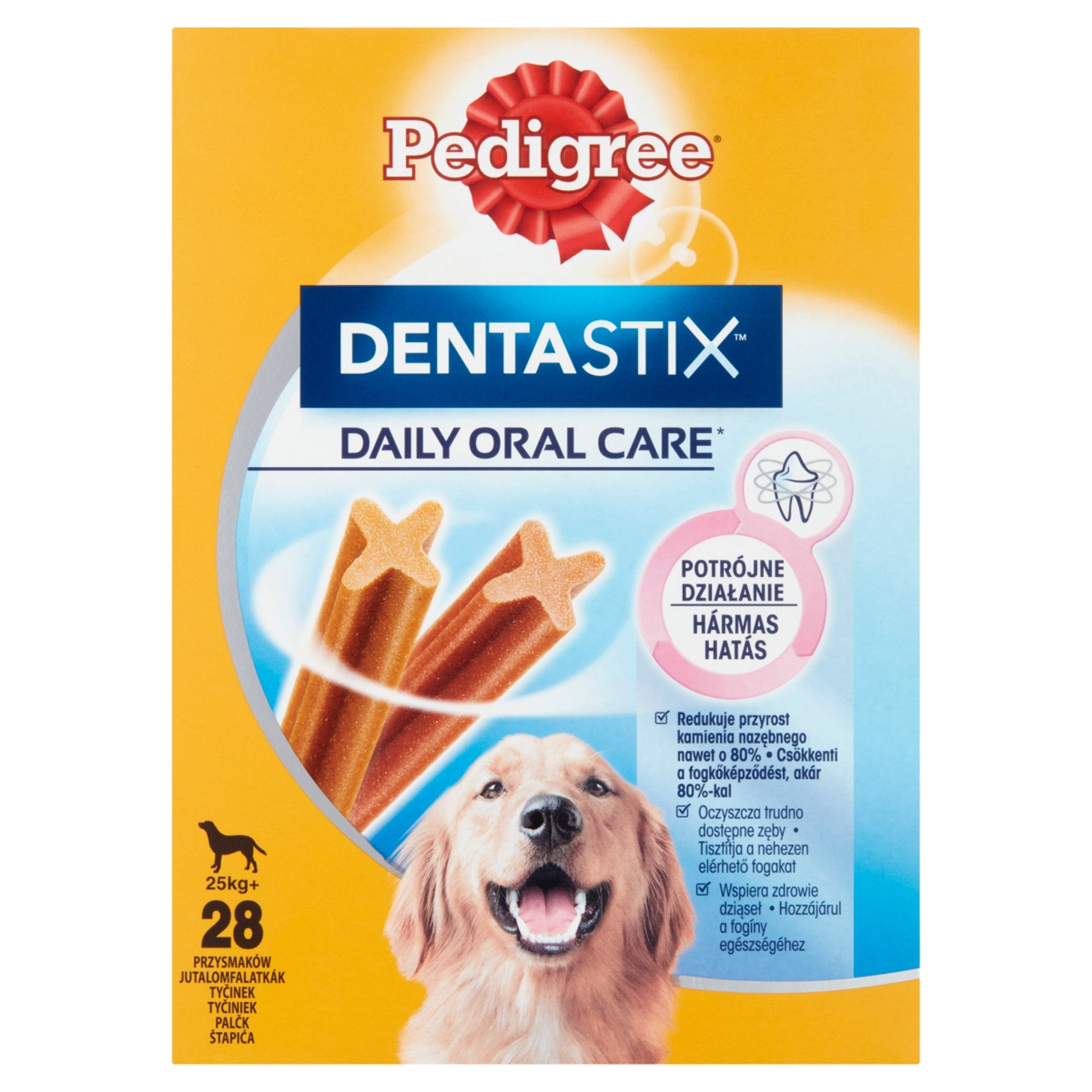 Pedigree DentaStix kiegészítő állateledel 4 hónapnál idősebb kutyák számára 25 kg+ 28 db - 1080 g