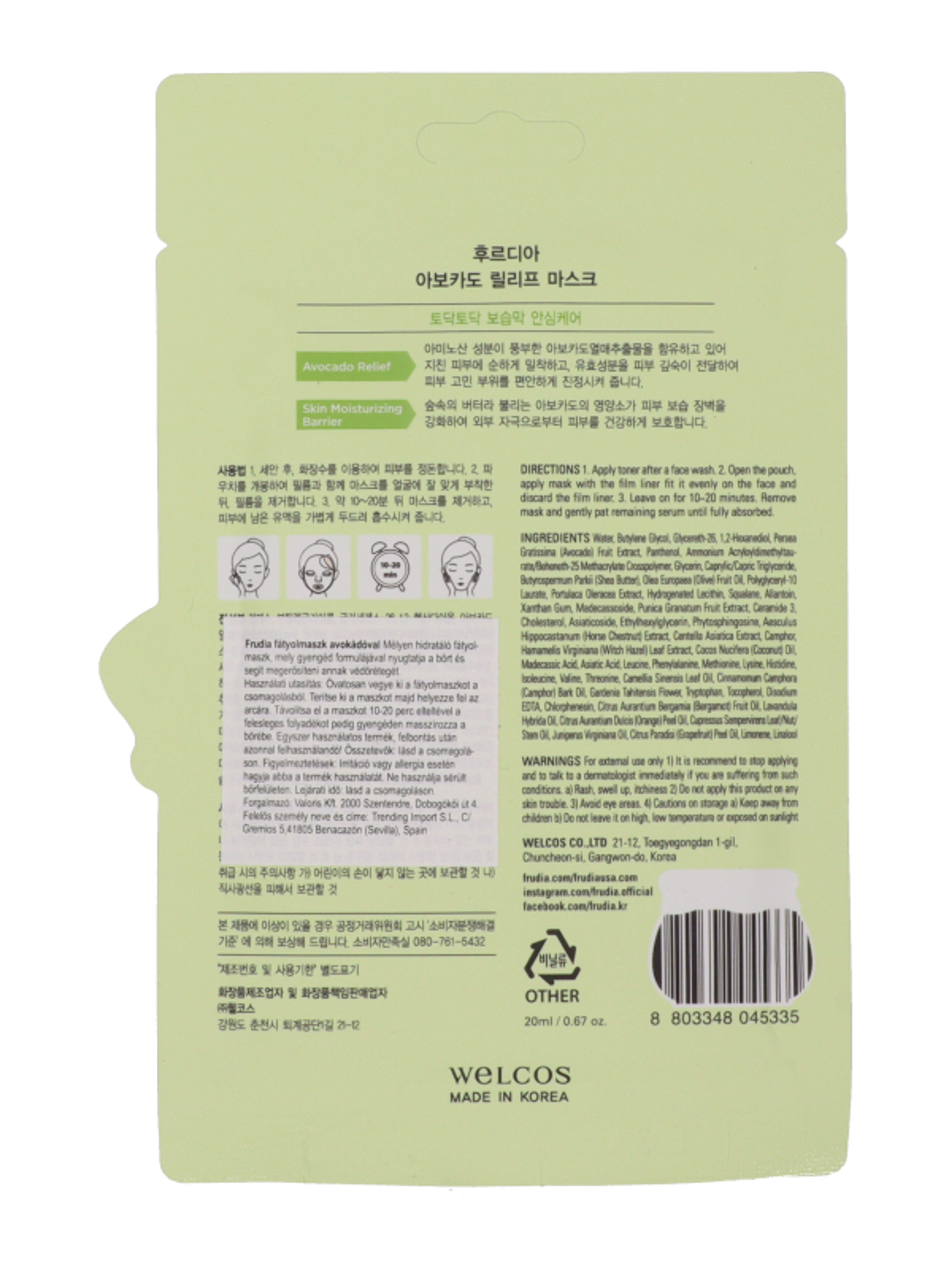 Frudia fátyolmaszk avokádóval - 20 ml-3