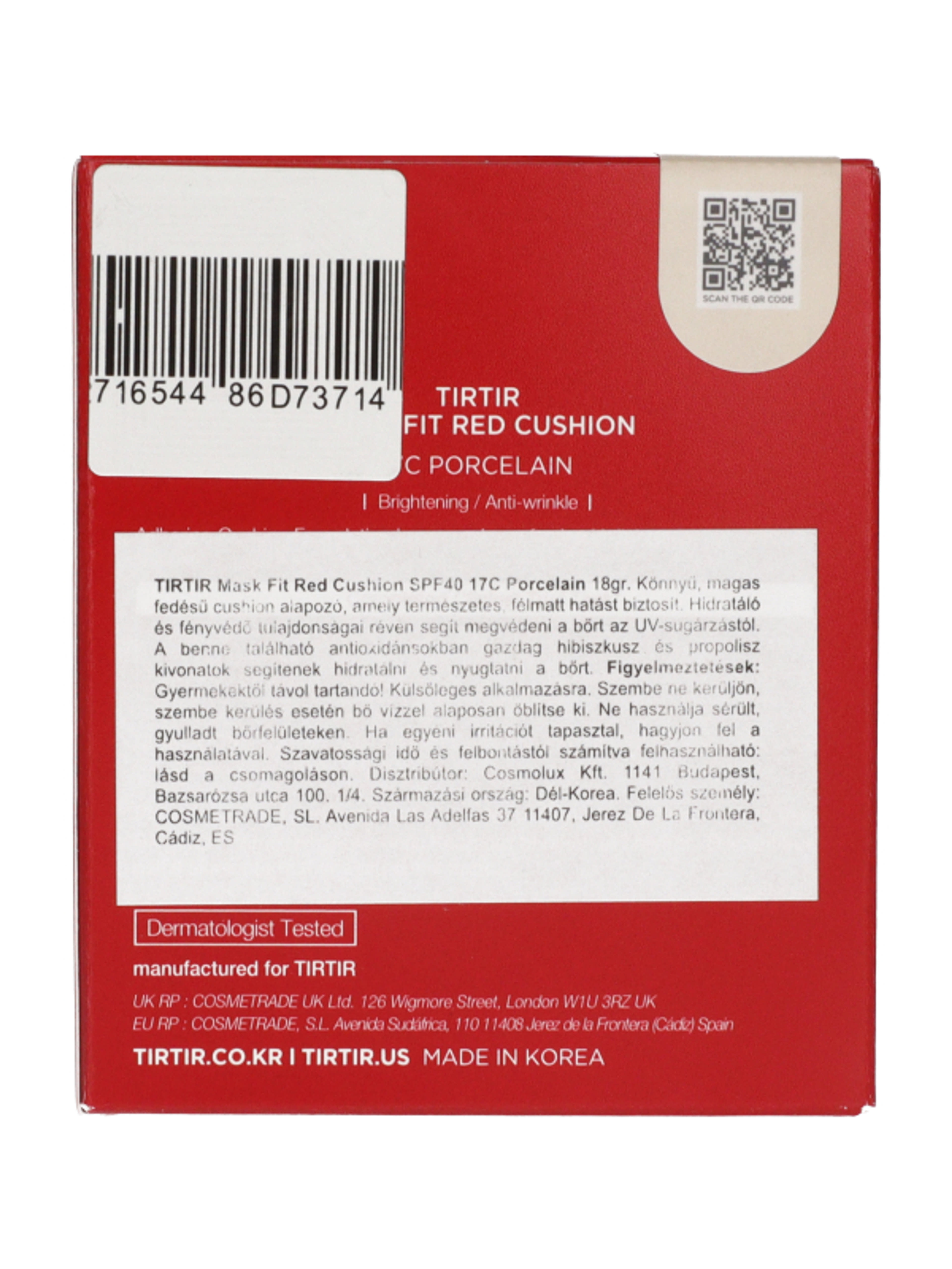 TirTir Mask Fit Red Cushion alapozó SPF40 /17C Porcelain - 18 g-3