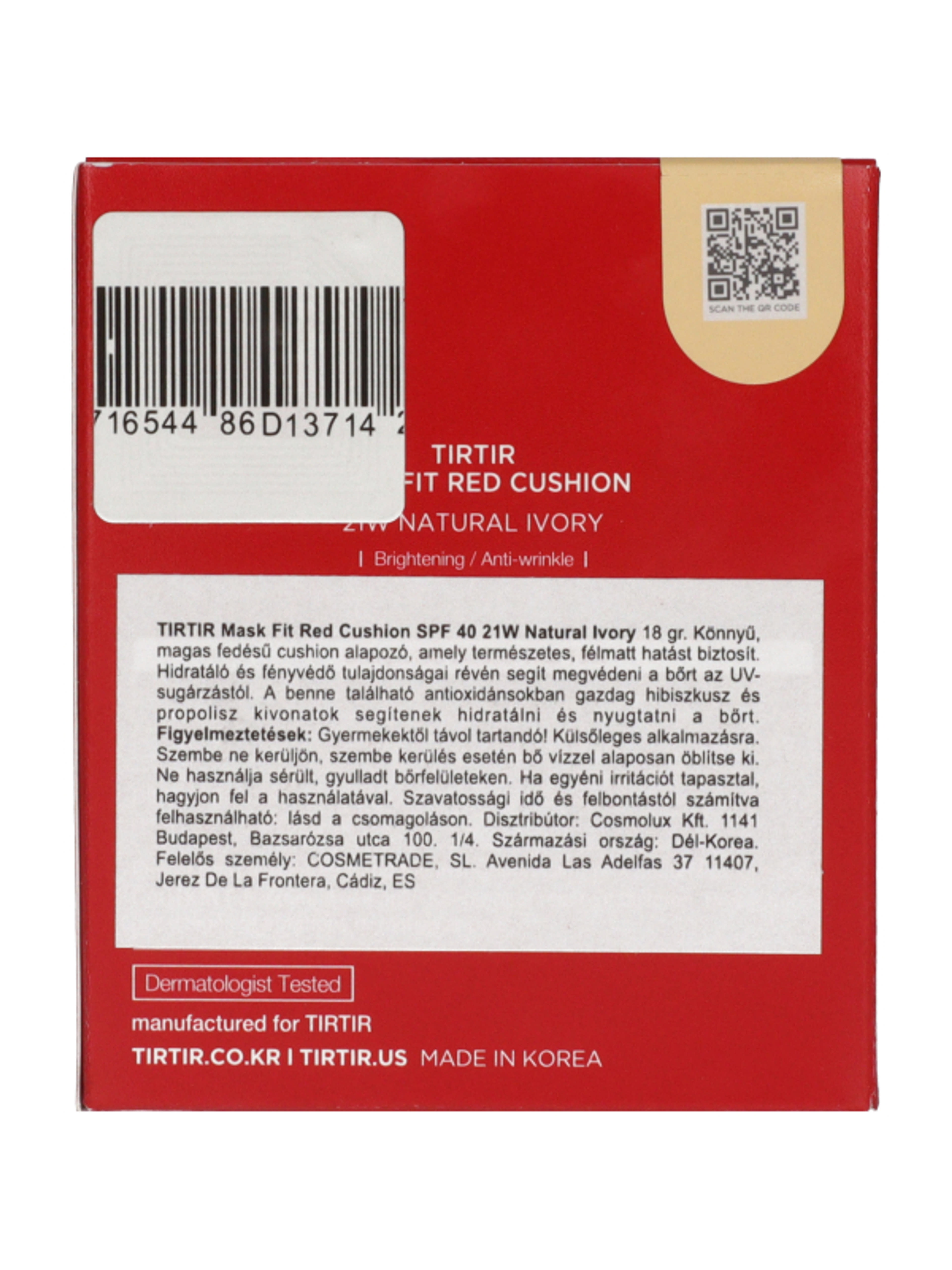 TirTir Mask Fit Red Cushion alapozó SPF40 /21W Natural Ivory - 18 g-3