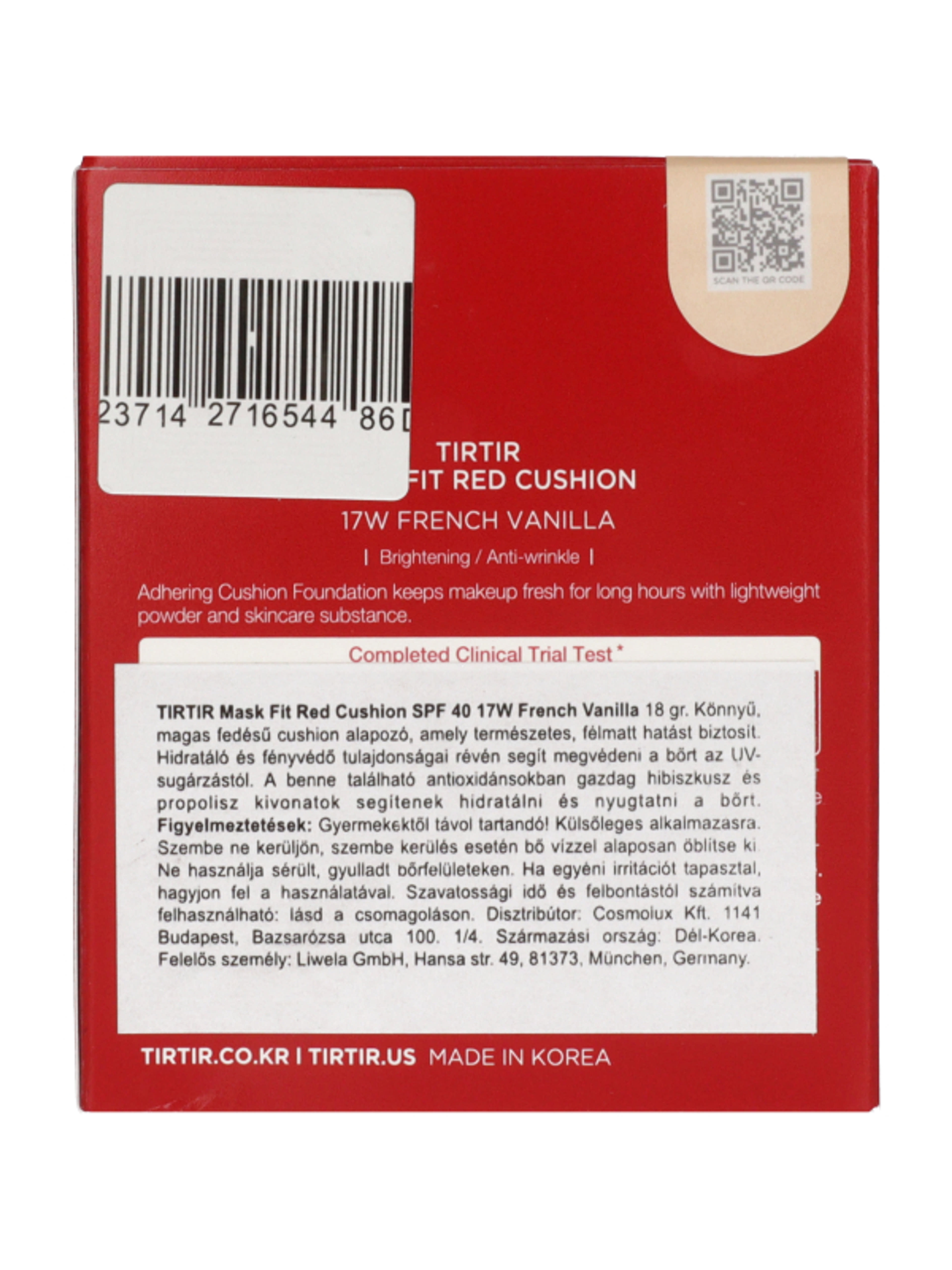 TirTir Mask Fit Red Cushion alapozó SPF40 /17W French Vanilla - 18 g-3