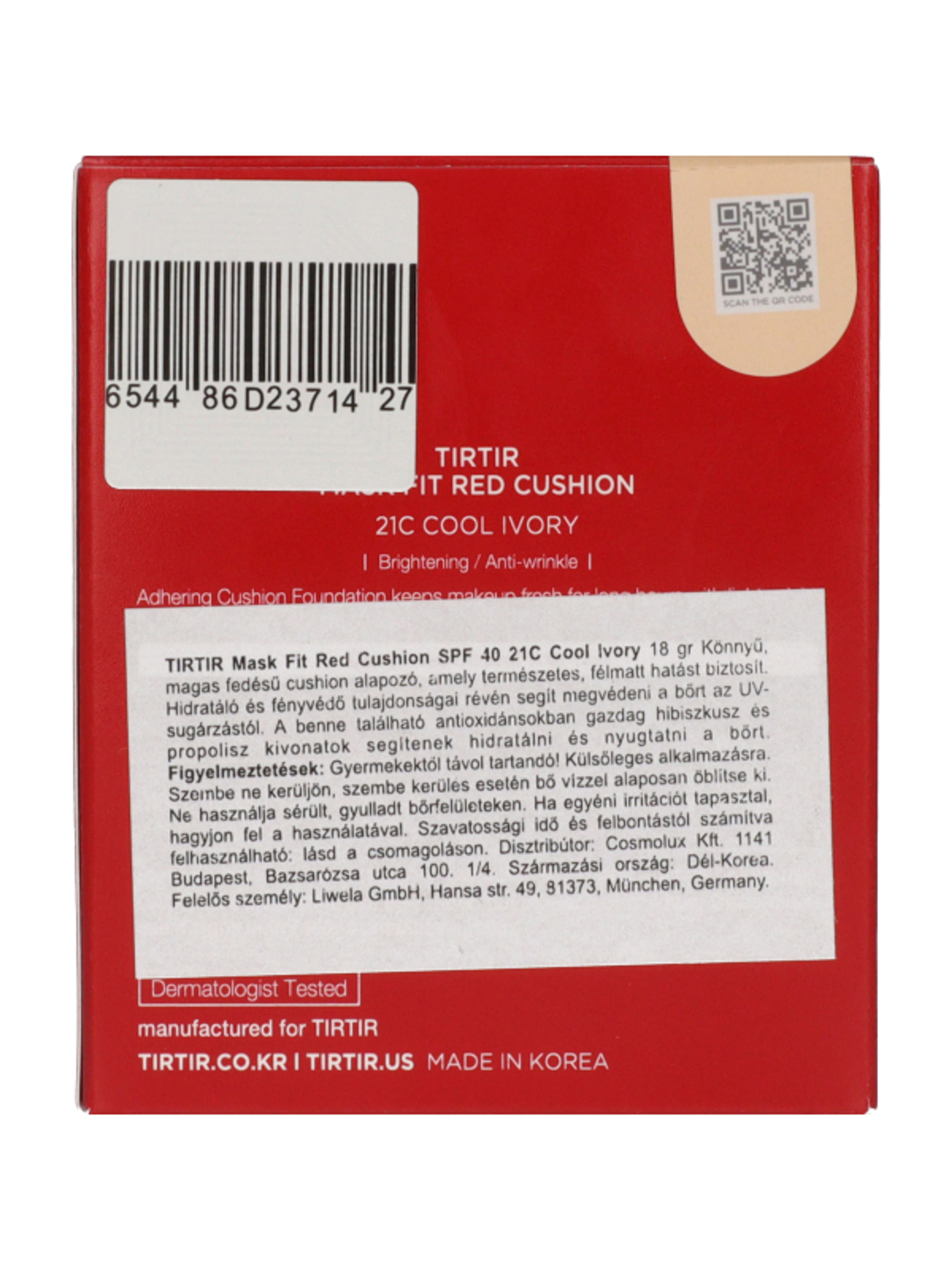 TirTir Mask Fit Red Cushion alapozó SPF40 /21C Cool Ivory - 18 g-3