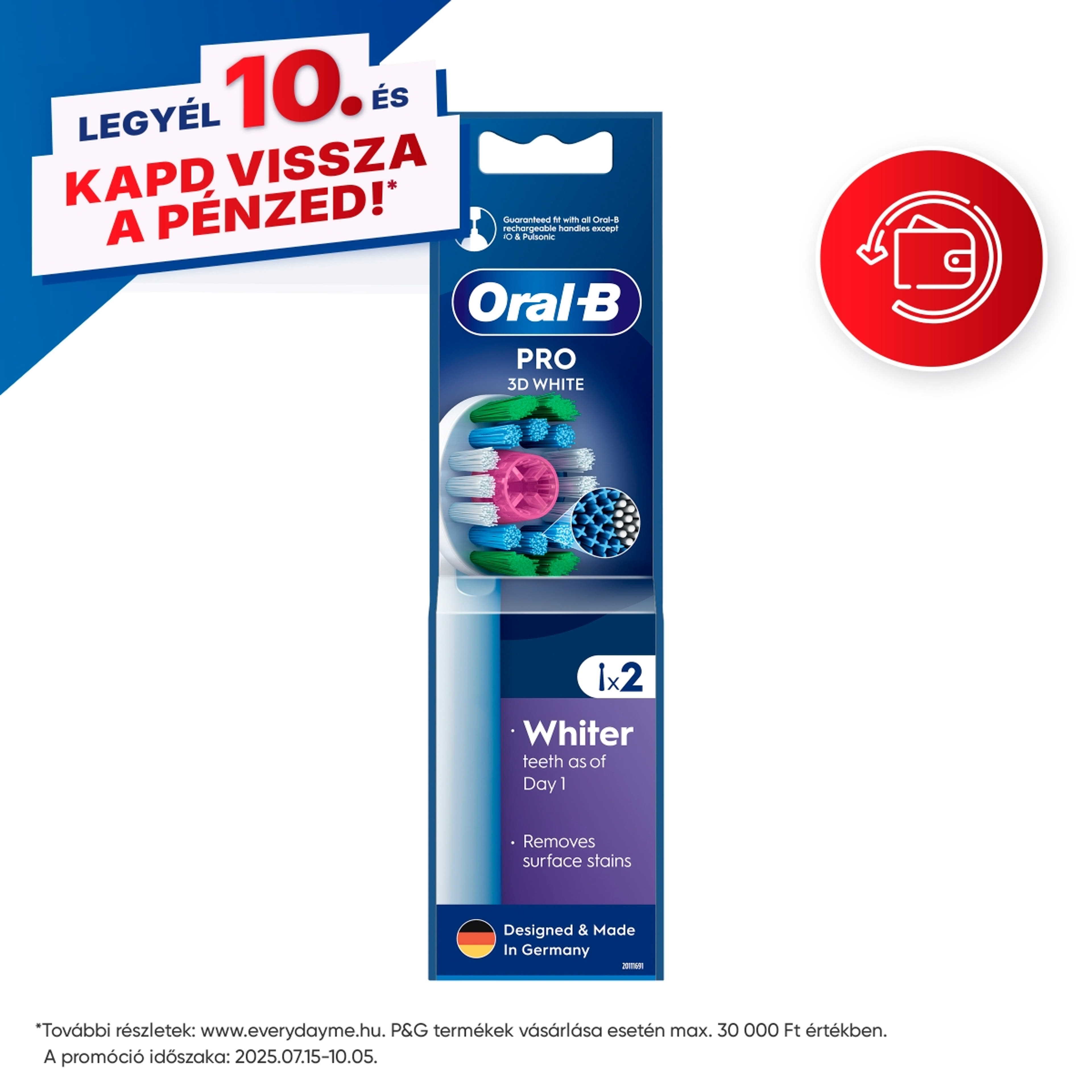 Oral-B Pro 3D White fogkefefej - 2 db
