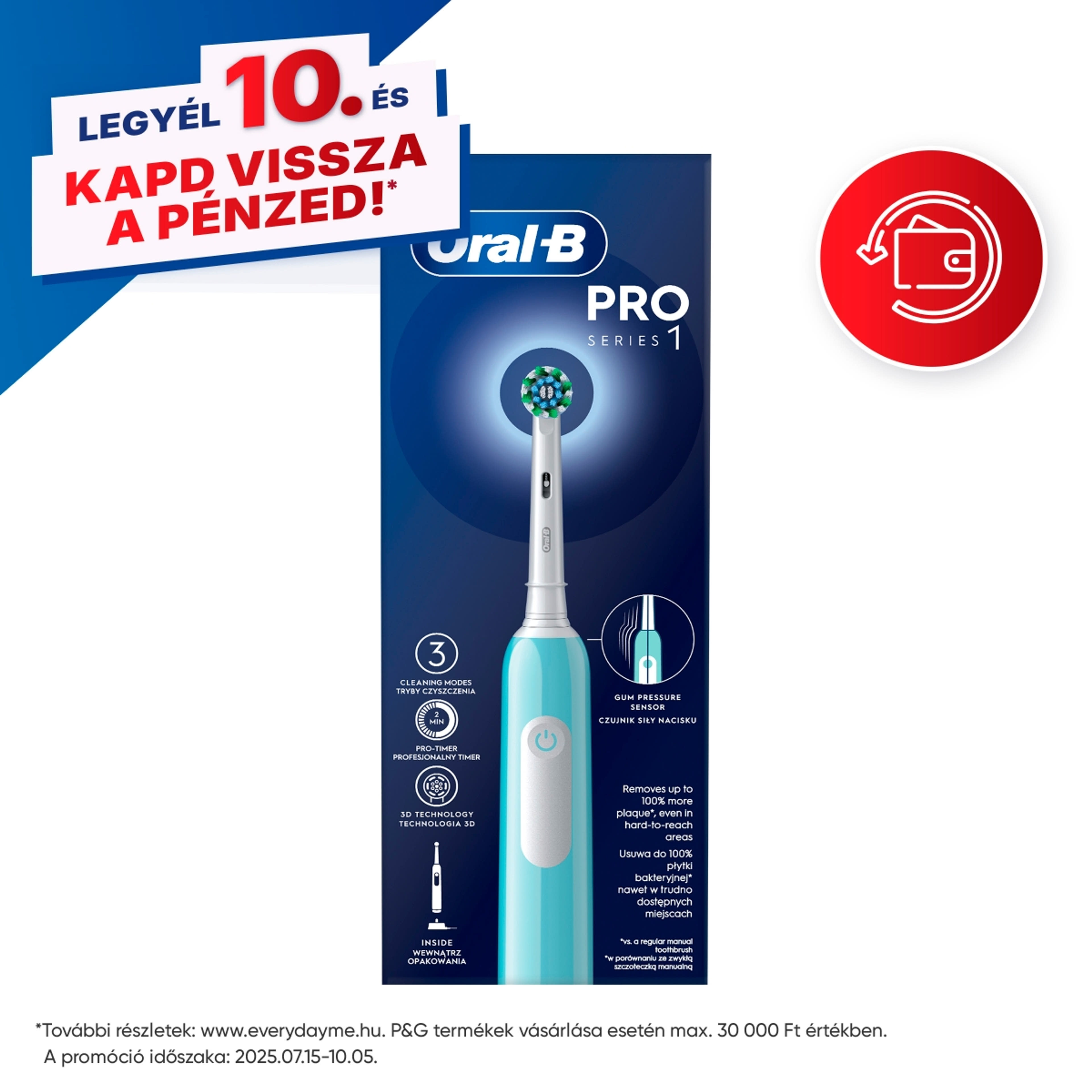 Oral-B Pro Series 1 elektromos fogkefe, kék - 1 db