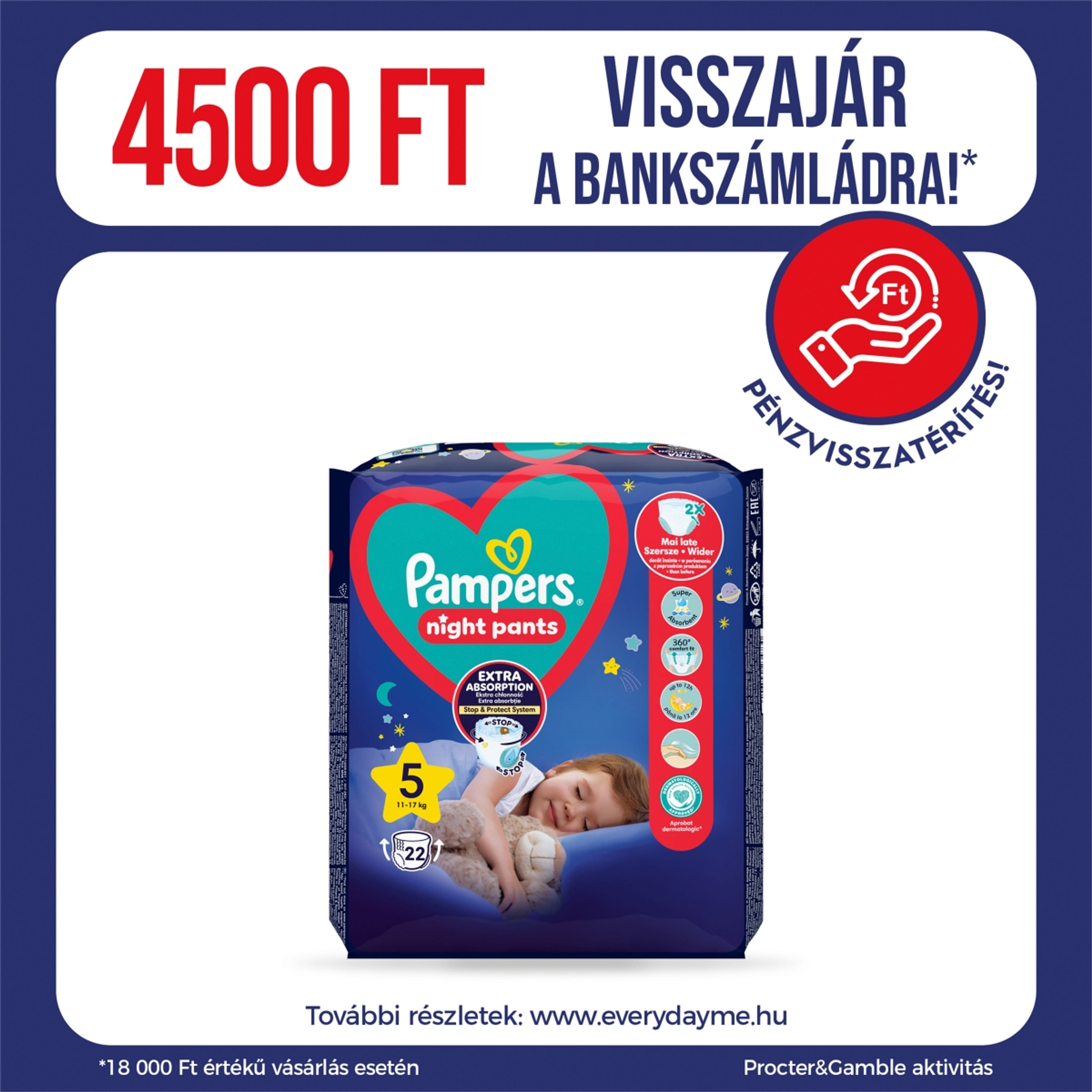 Pampers Night Pants bugyipelenka 5-ös 12 - 17 kg - 22 db