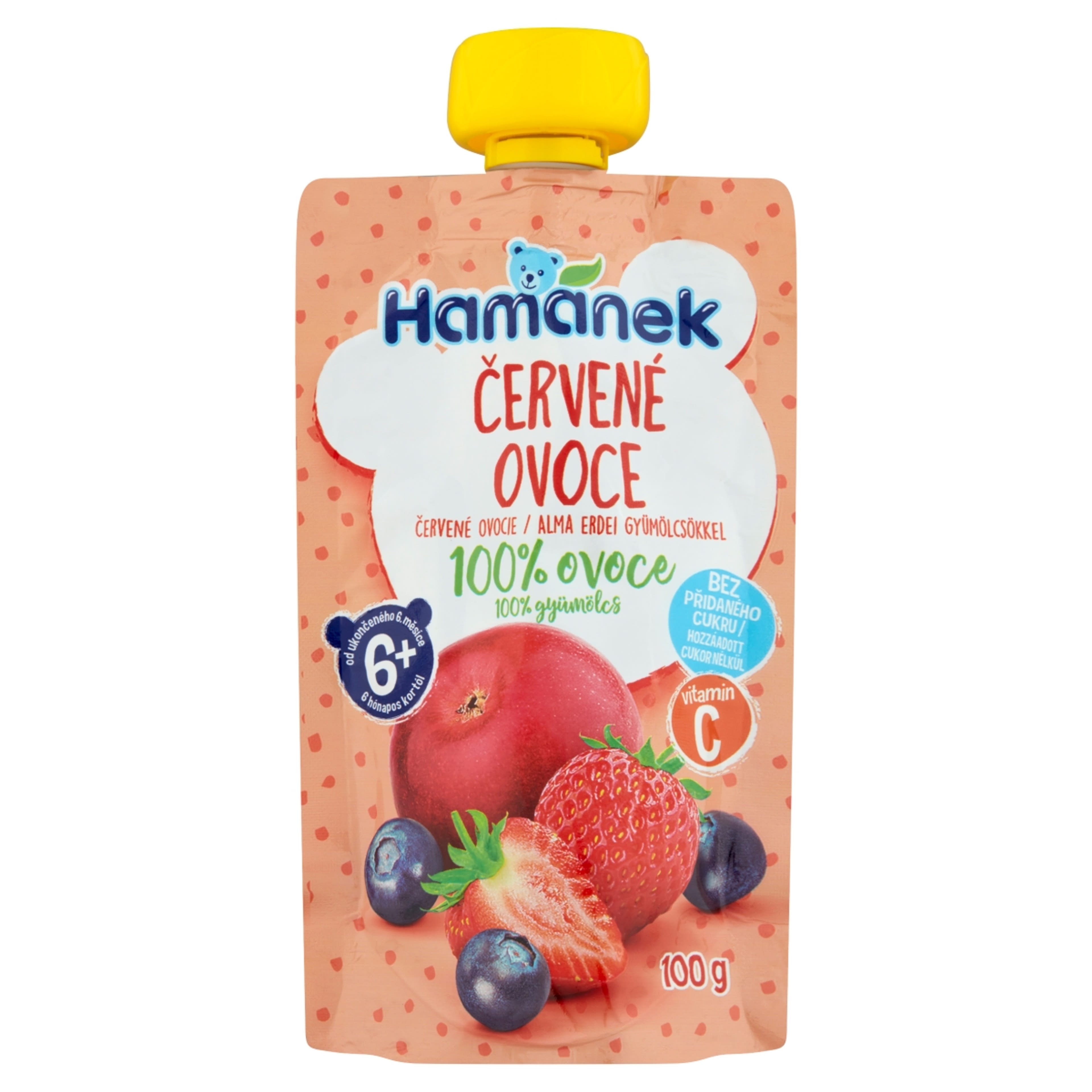 Hamánek gyümölcspüré alma,erdei gyümölcs 6 hónapos kortól - 100 g-1