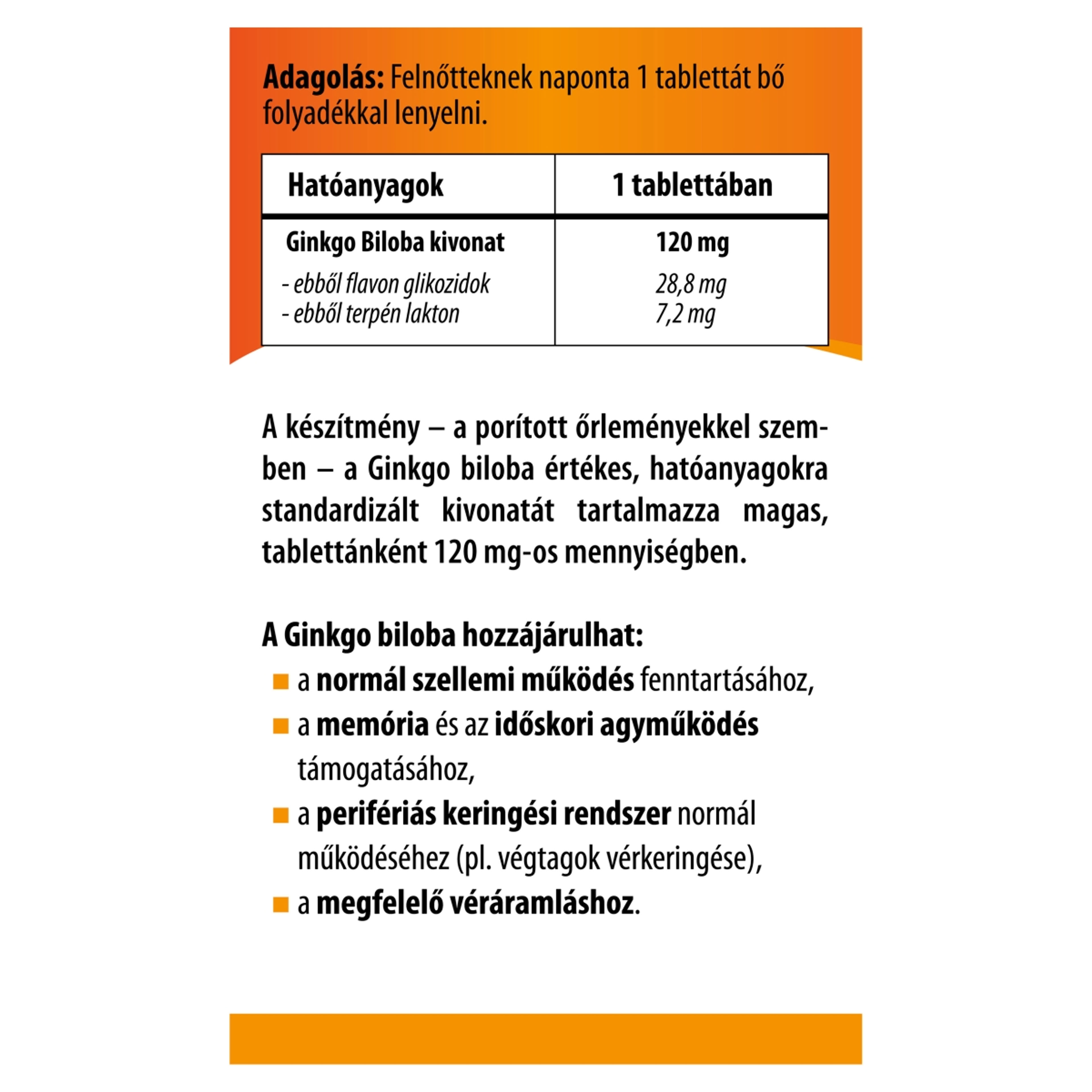 Bioco Ginkgo biloba kivonat étrendkiegészítő tabletta - 90 db-3