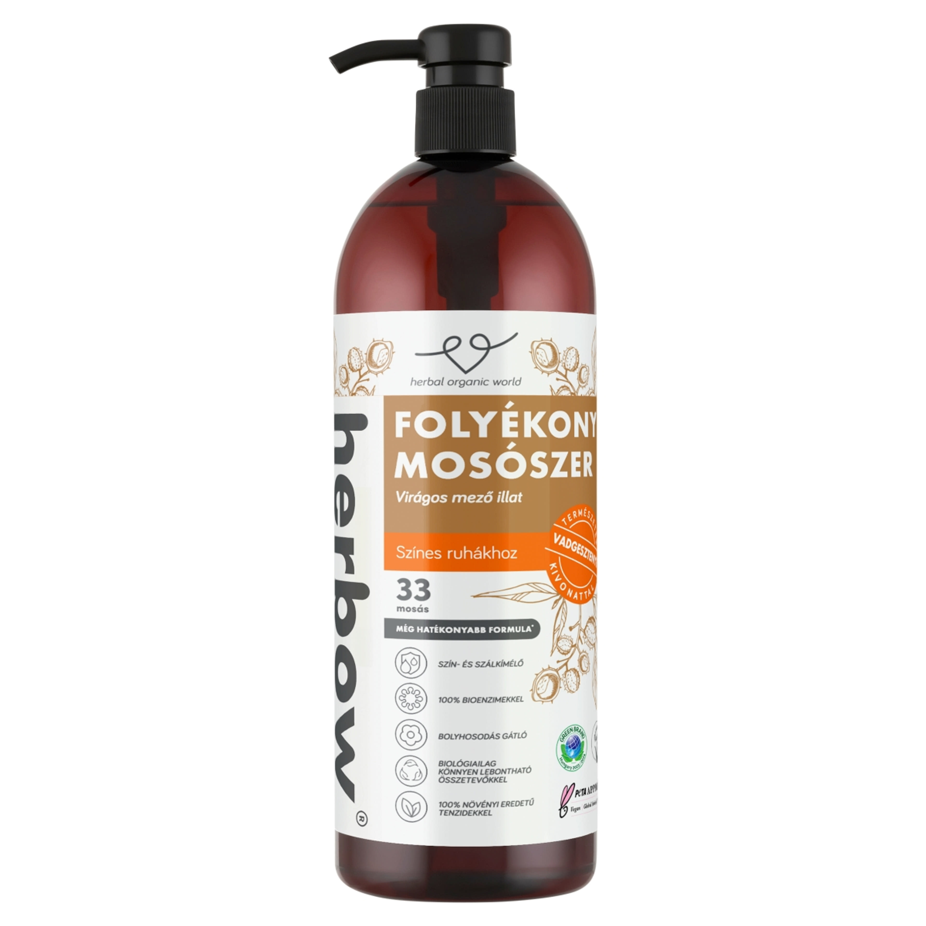 Herbow virágos mező illatú folyékony mosószer színes ruhákhoz 33 mosás - 1000 ml-1