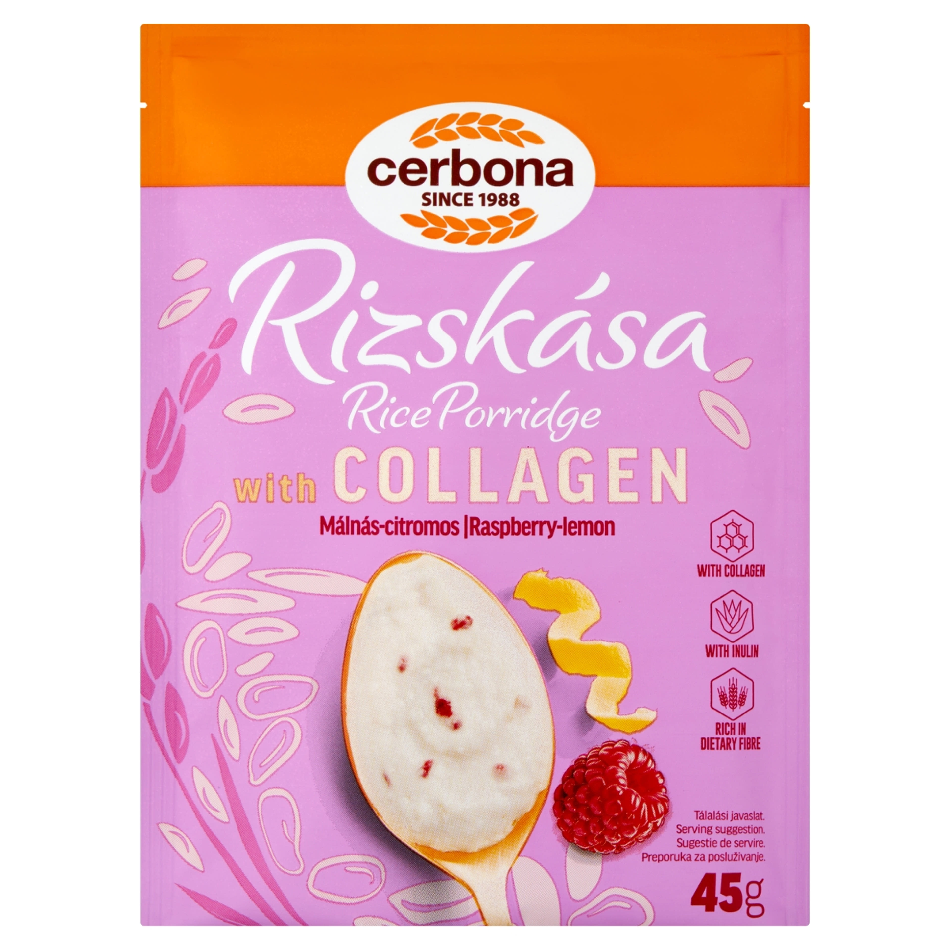 Cerbona málnás-citromos rizskása kollagénnel és inulinnal - 45 g