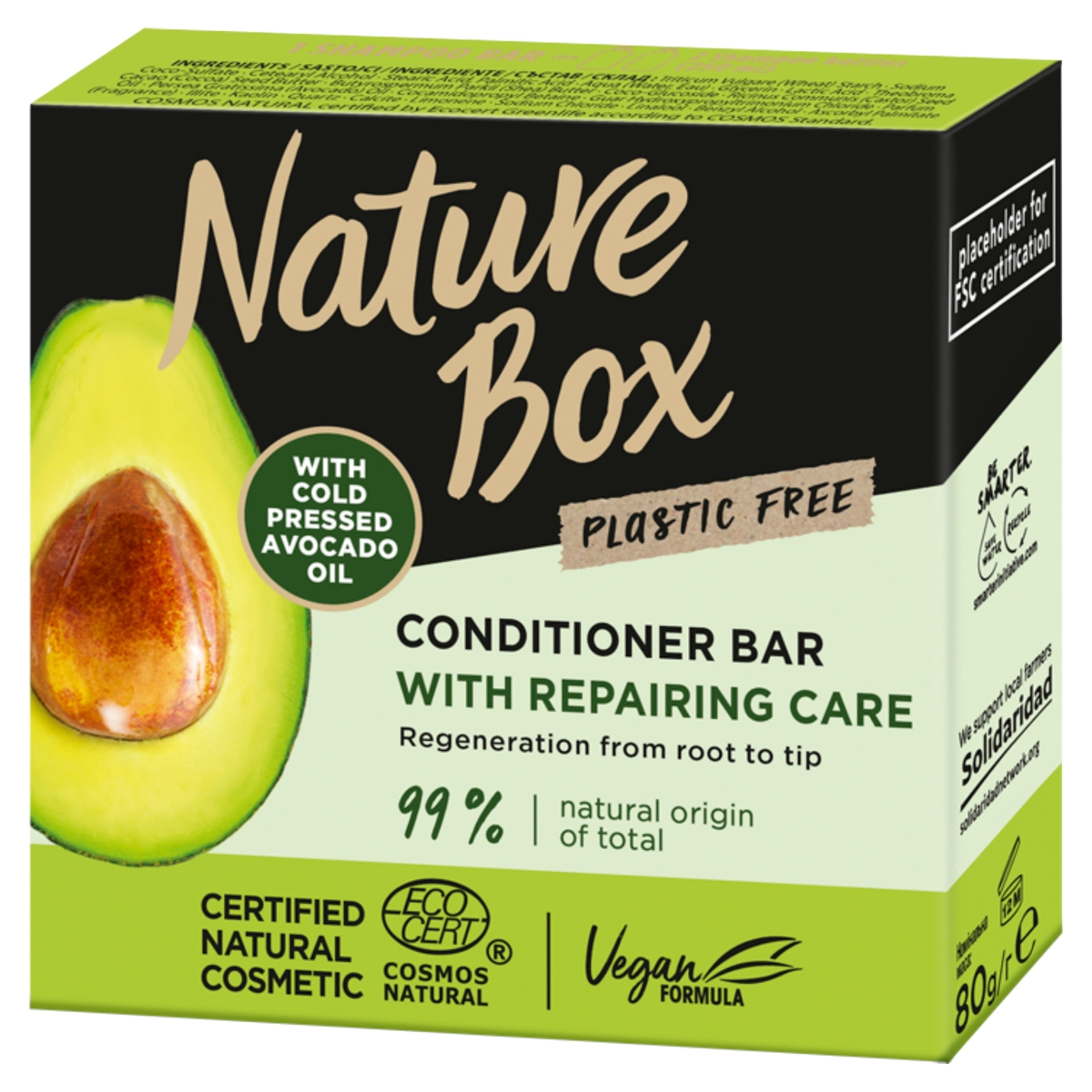 Nature Box szilárd hajbalzsam avokádó - 80 g