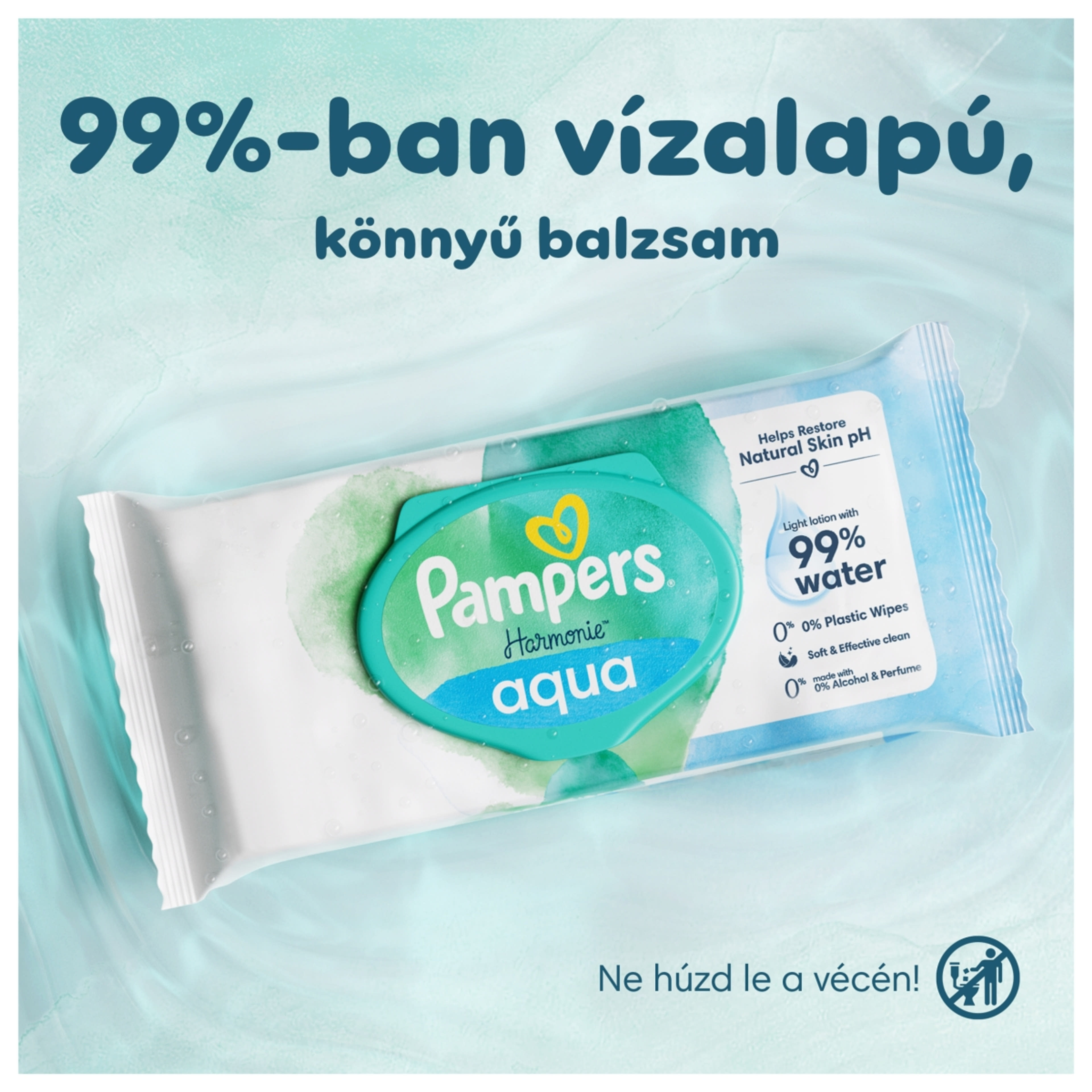 Pampers Harmonie Aqua nedves törlőkendő, műanyagmentes - 10 db-2