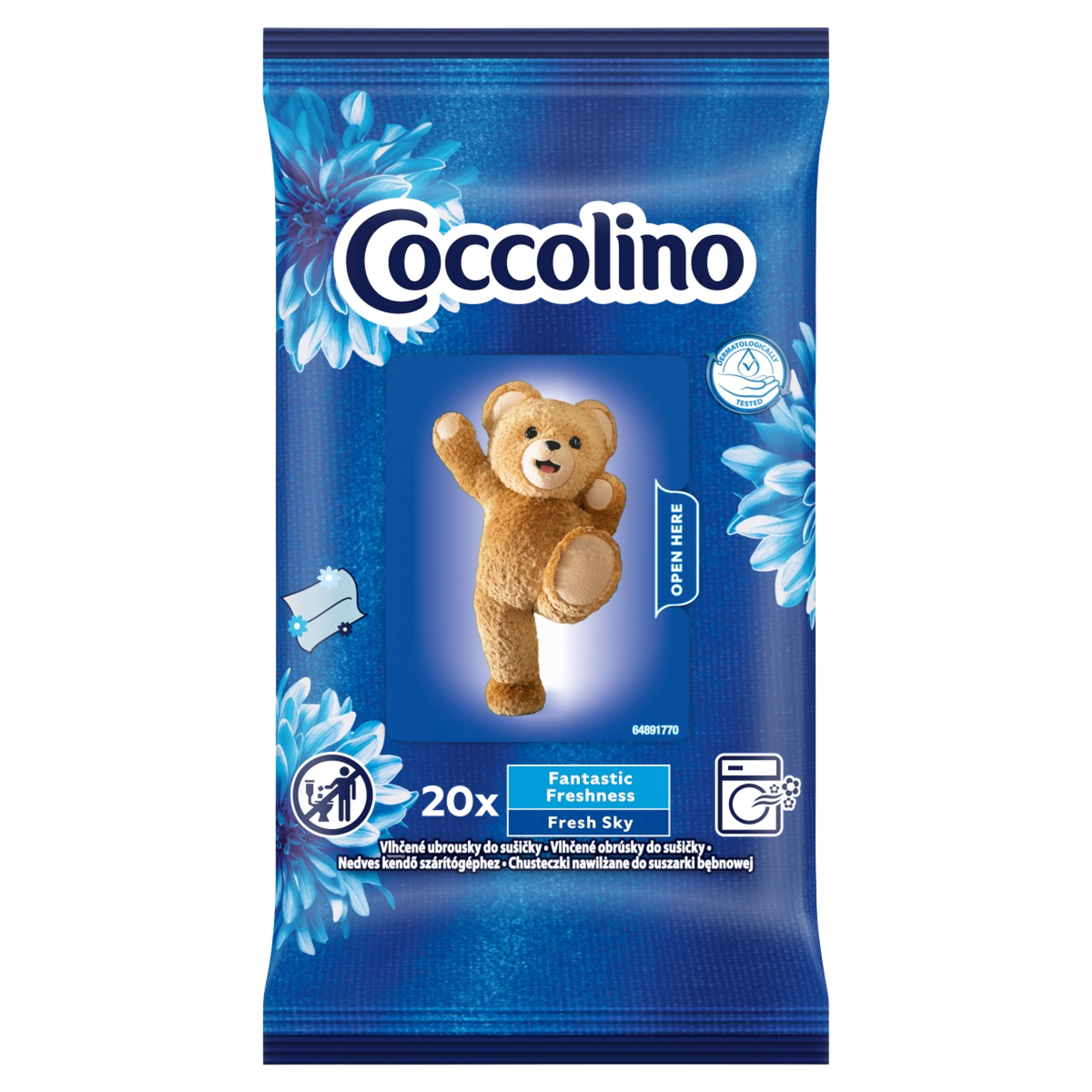 Coccolino Fresh Sky nedves kendő szárítógéphez - 20 db