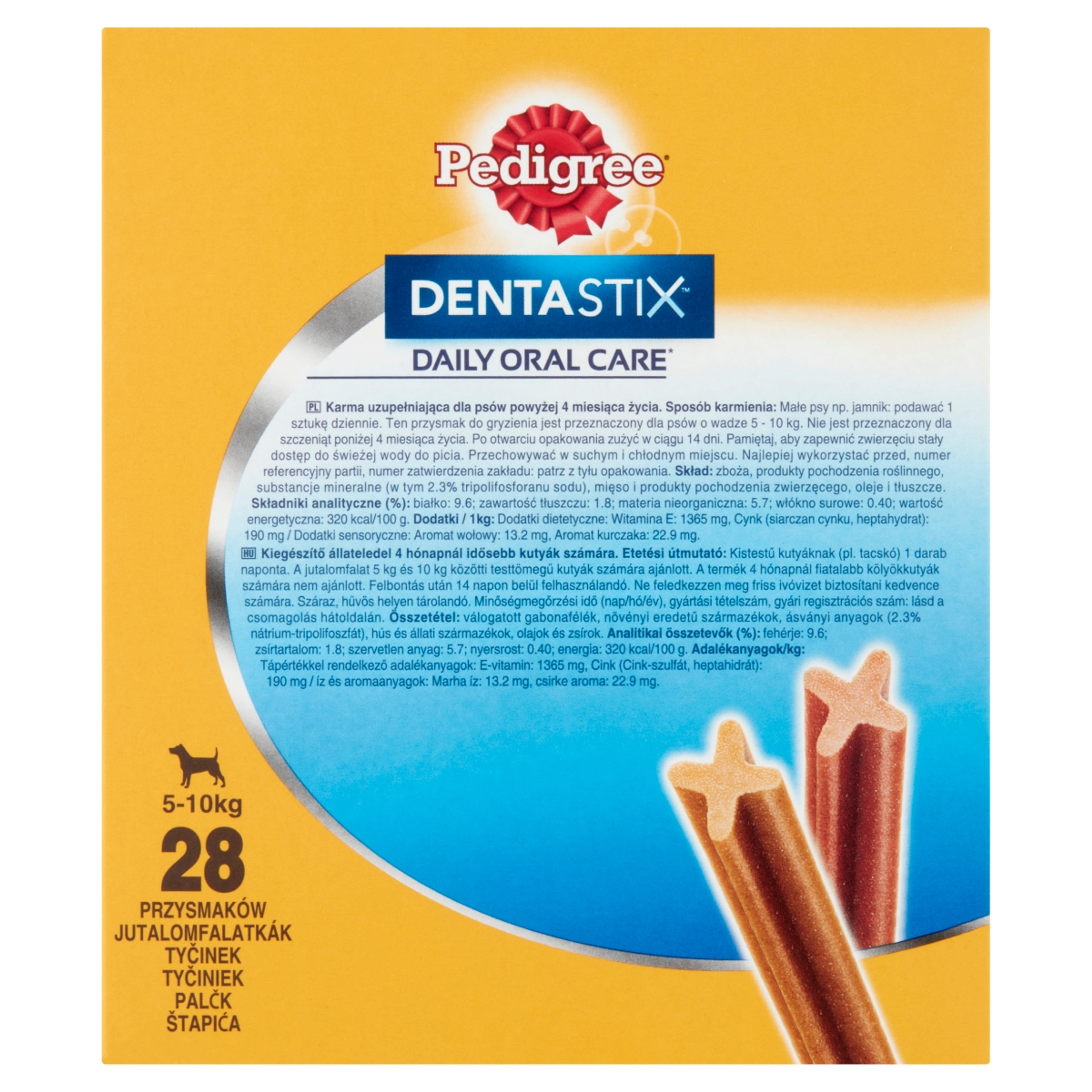 Pedigree DentaStix kiegészítő állateledel 4 hónapnál idősebb kutyák számára 5-10 kg 28 db - 440 g-3