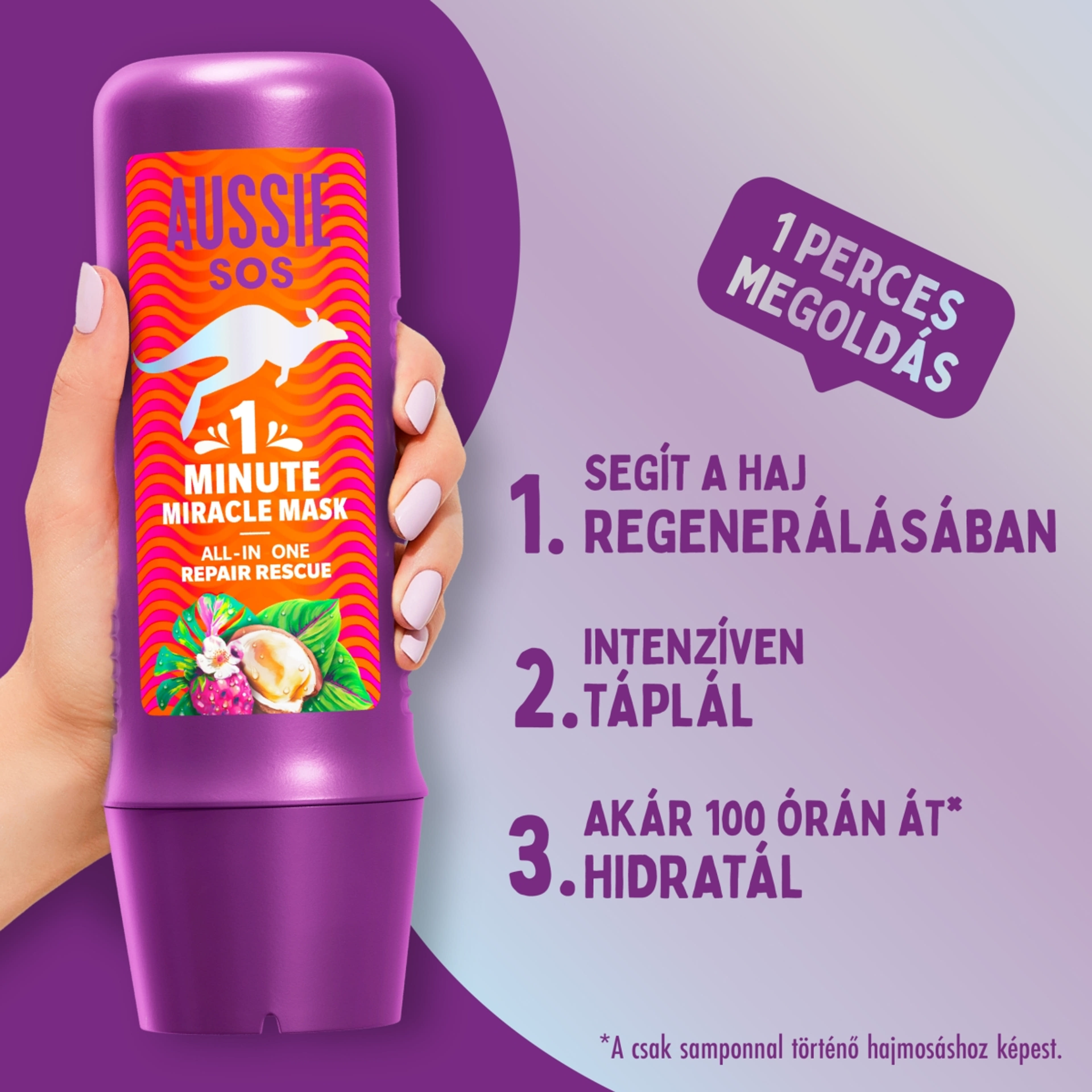 Aussie SOS 1 Minute Miracle Repair Rescue hajmask -  250 ml-3