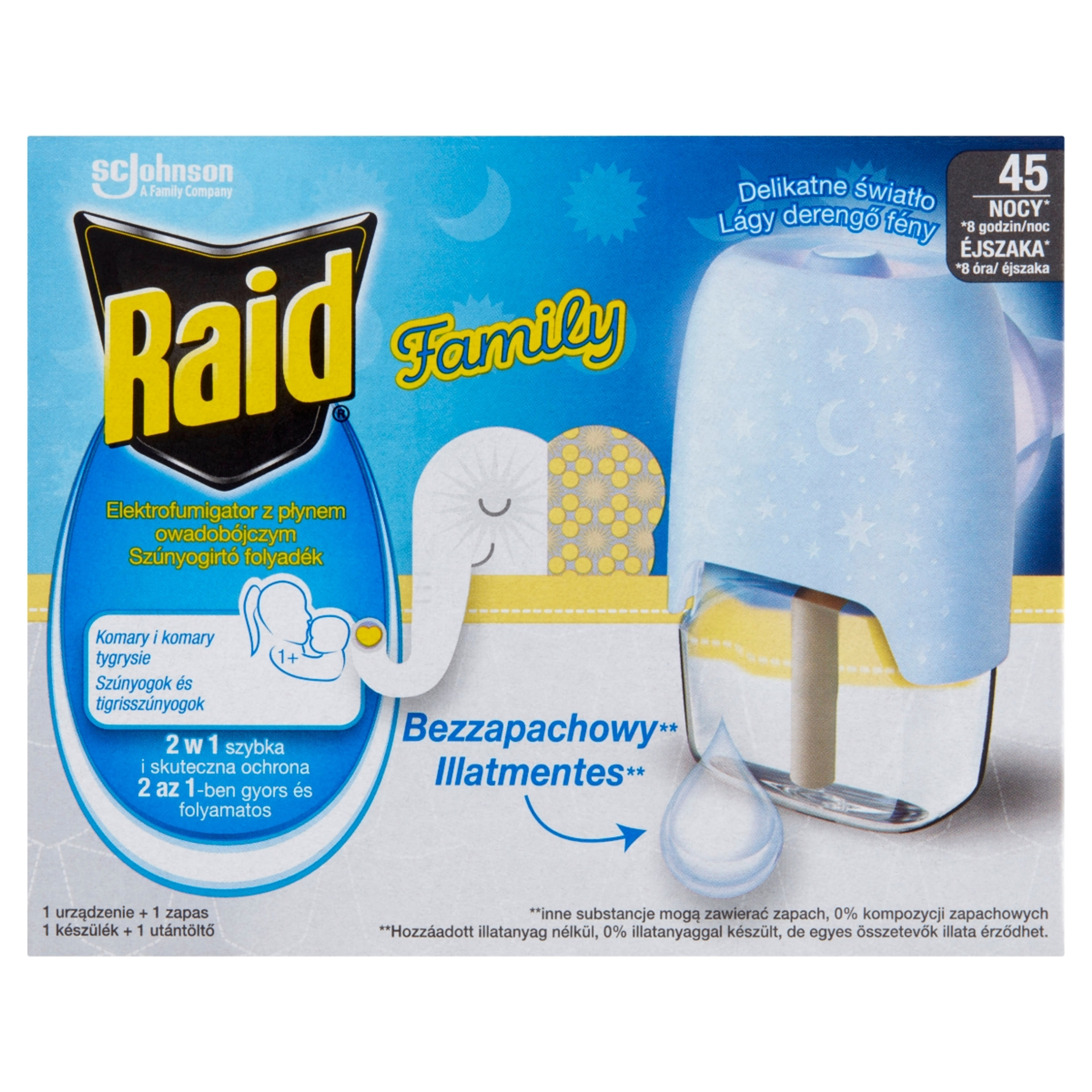 Raid Family szúnyogirtó folyadék + készülék - 27 ml