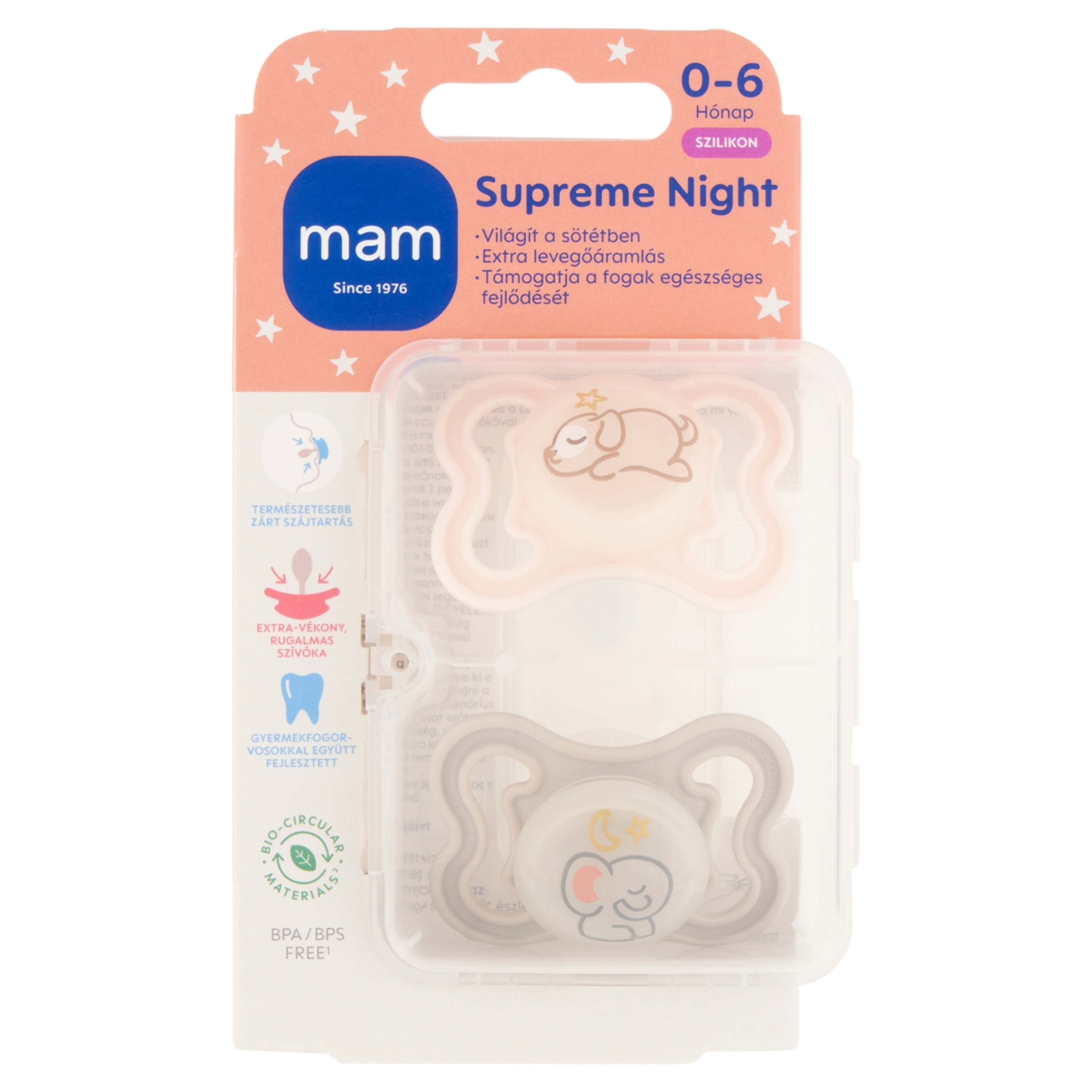 MAM Supreme Night szilikon alvócumi 0-6 hónapos korig - 2 db