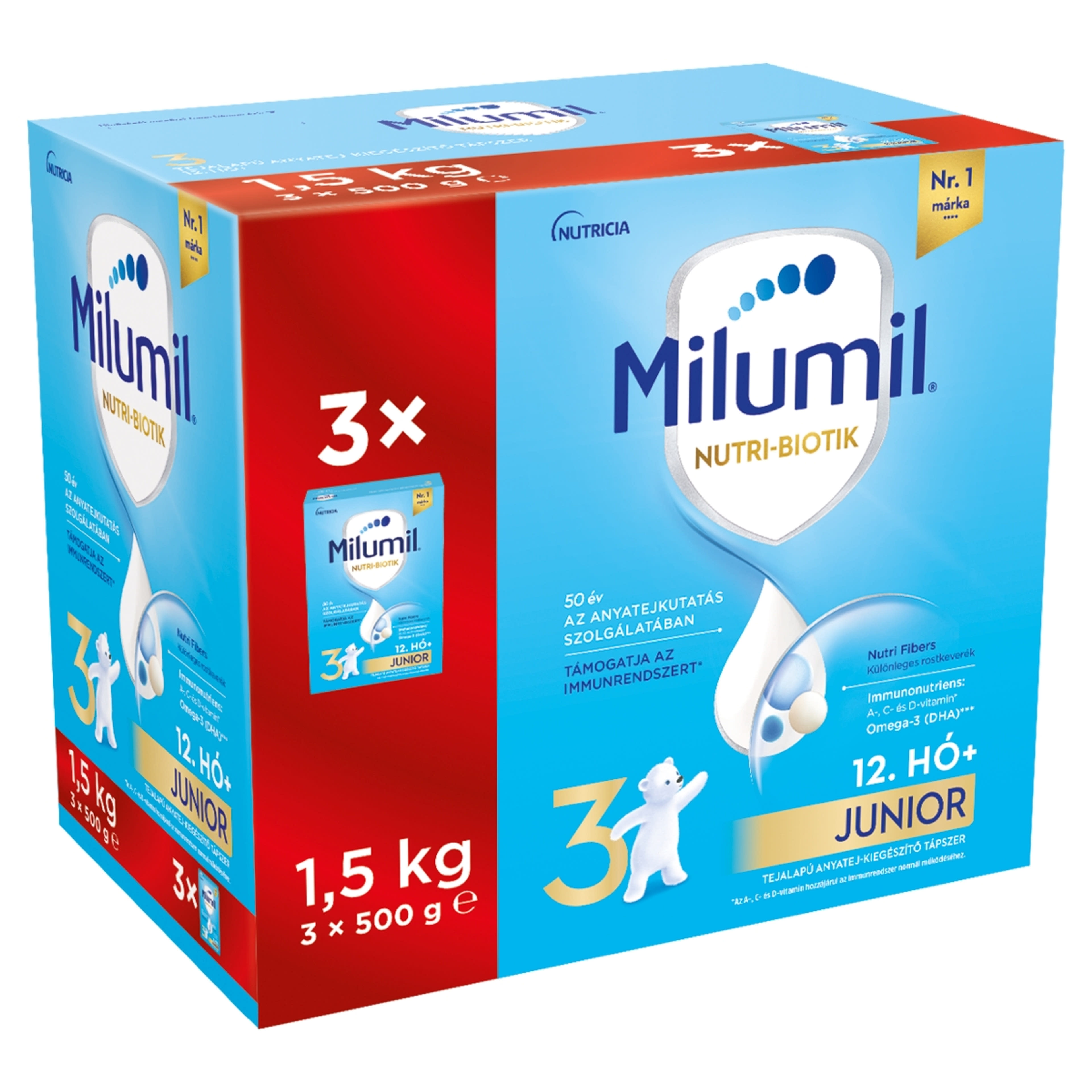 Milumil 3 Junior tejalapú anyatej-kiegészítő tápszer 12 hónapos kortól - 1500 g