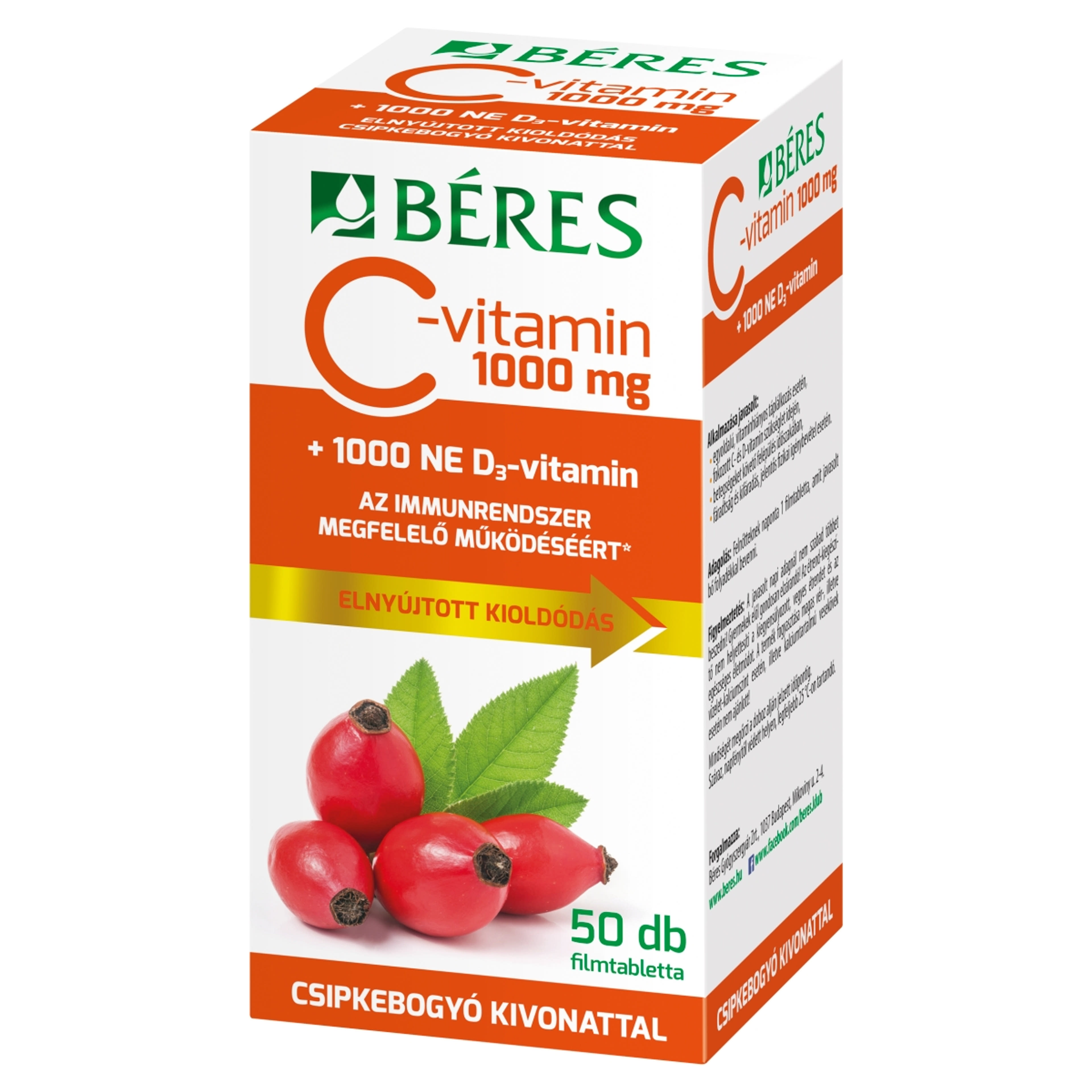 Béres C-Vitamin Csipkebogyó +D3 Filmtabletta - 50 db-2