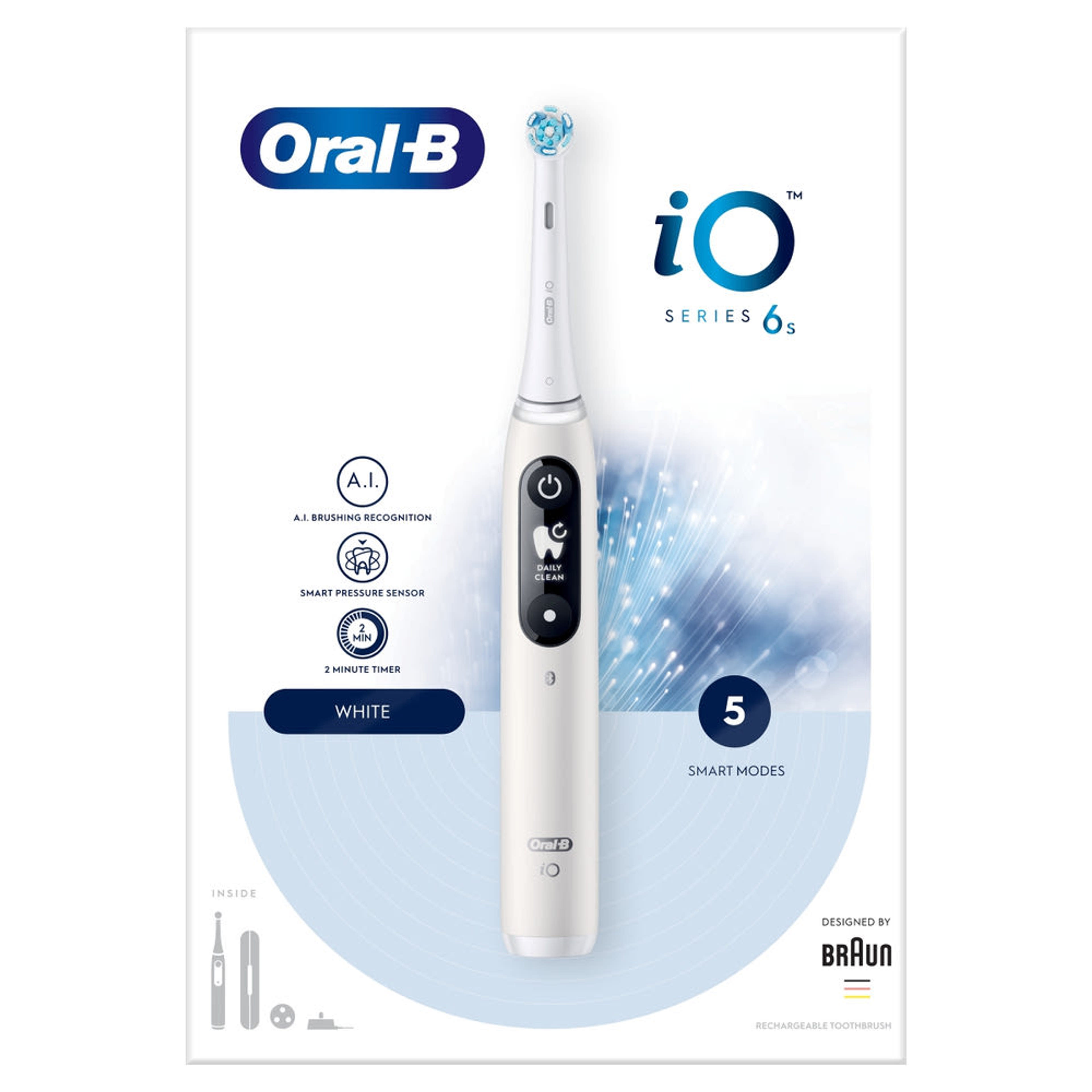 Oral-B iO6 White elektromos fogkefe + utazótok + pótfejtartó -1 db