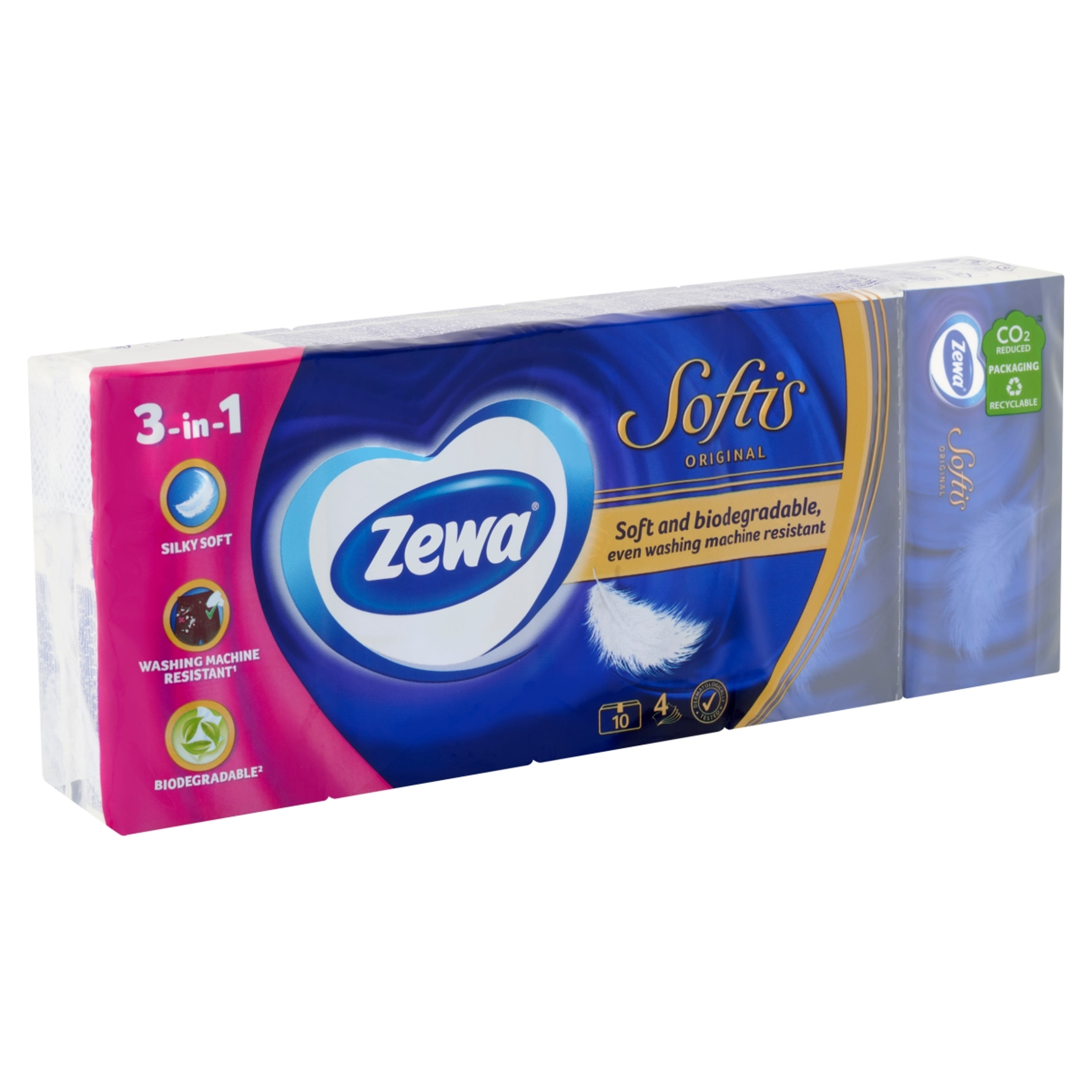 Zewa Softis papírzsebkendő, 3 rétegű 10x9 db - 90 db-2