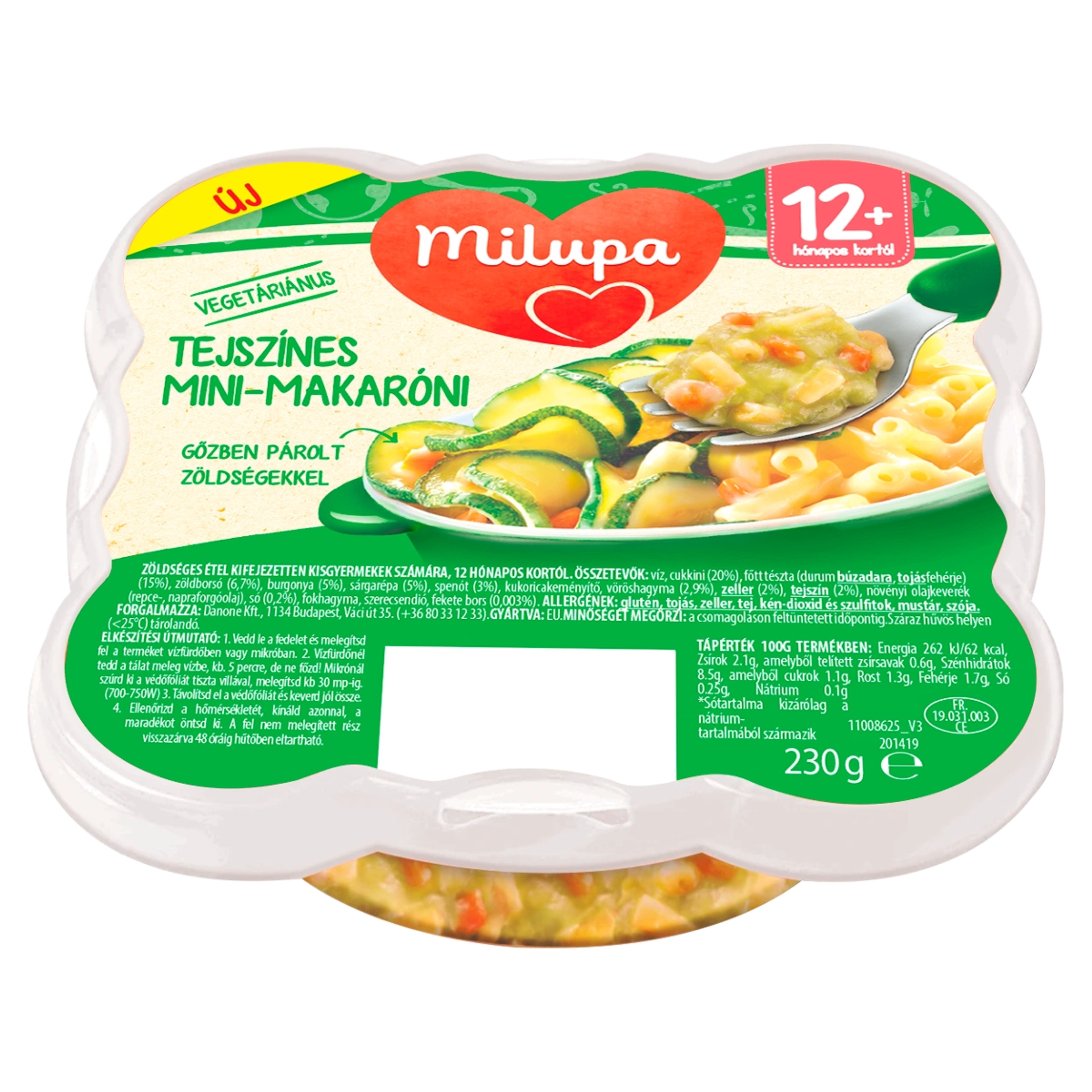 Milupa tejszínes mini makaróni 12 hónapos kortól - 230 g