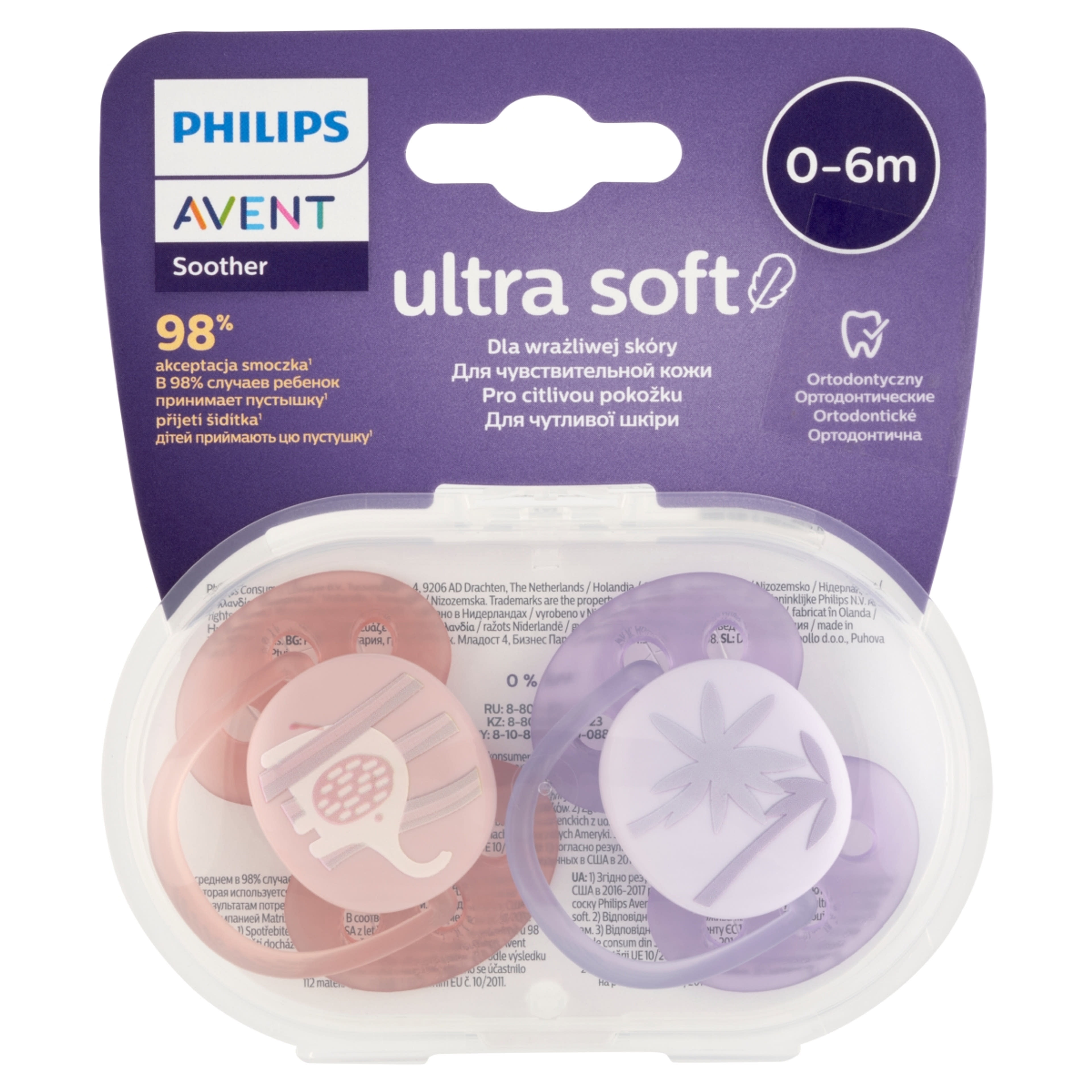 Avent Ultra Soft játszócumi 0-6 hónapos korig /lány - 2 db-1