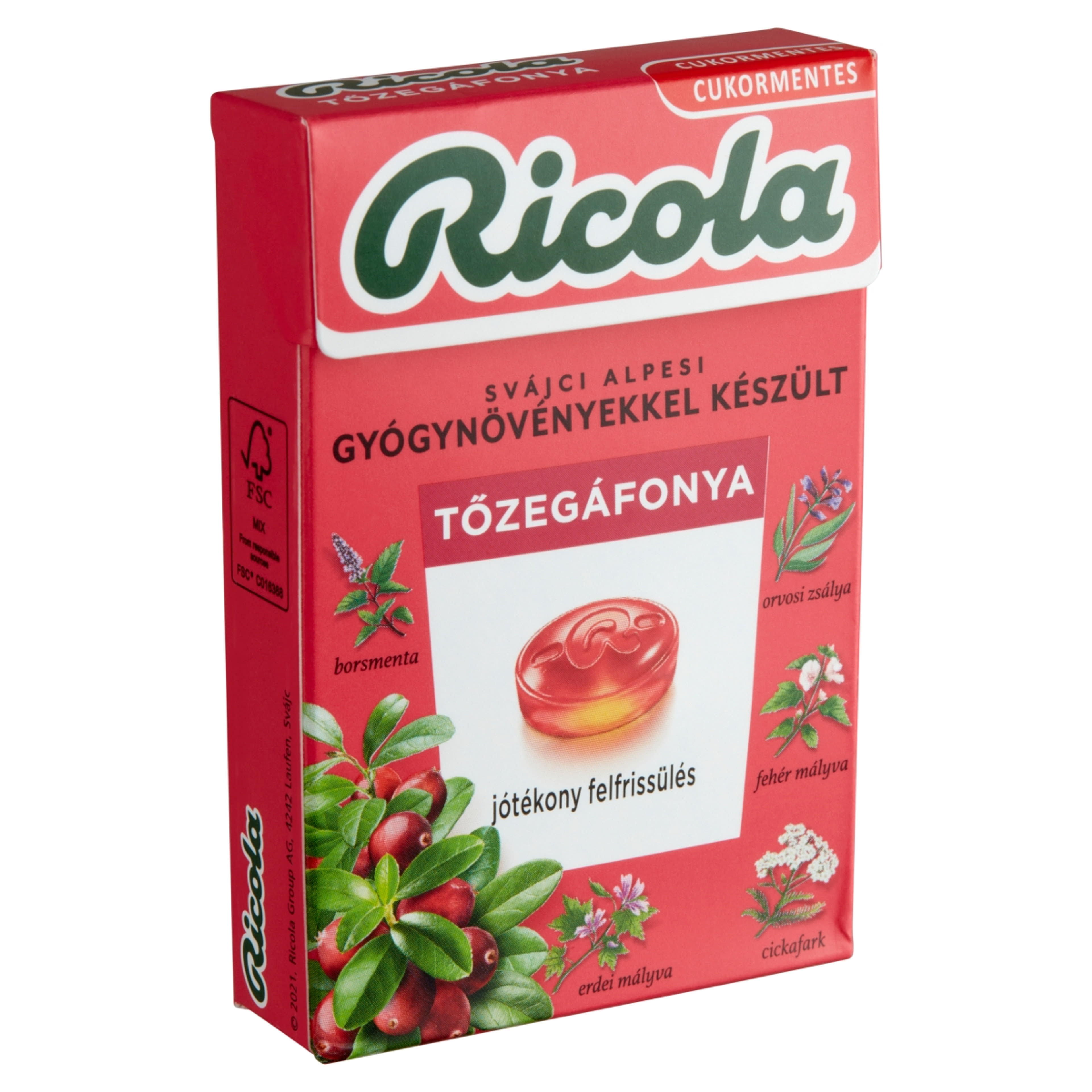 Ricola Áfonya cukormentes gyógynövény cukorka - 40 g-2