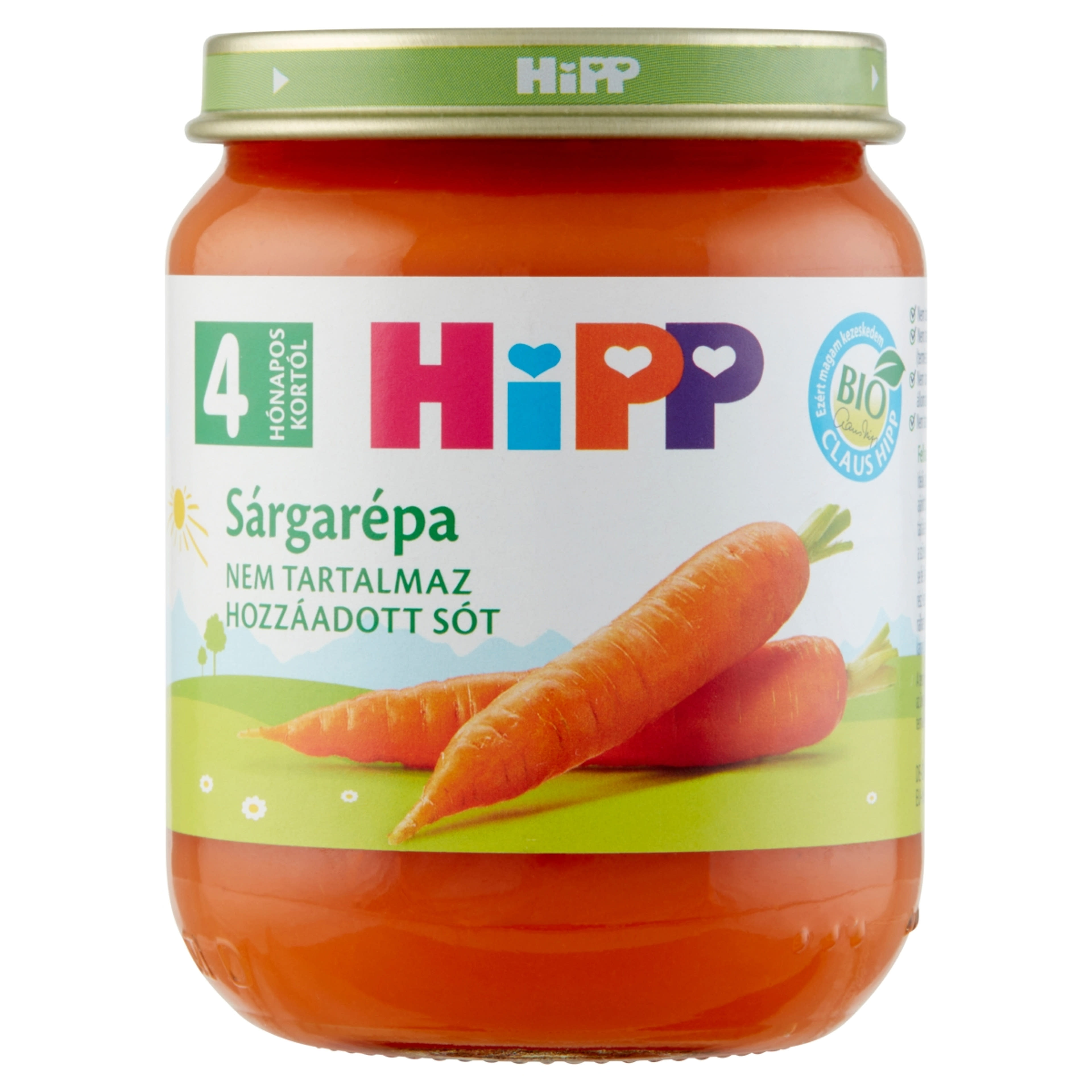 Hipp Bio Bébiétel Sárgarépa 4 Hónapos Kortól - 125 g