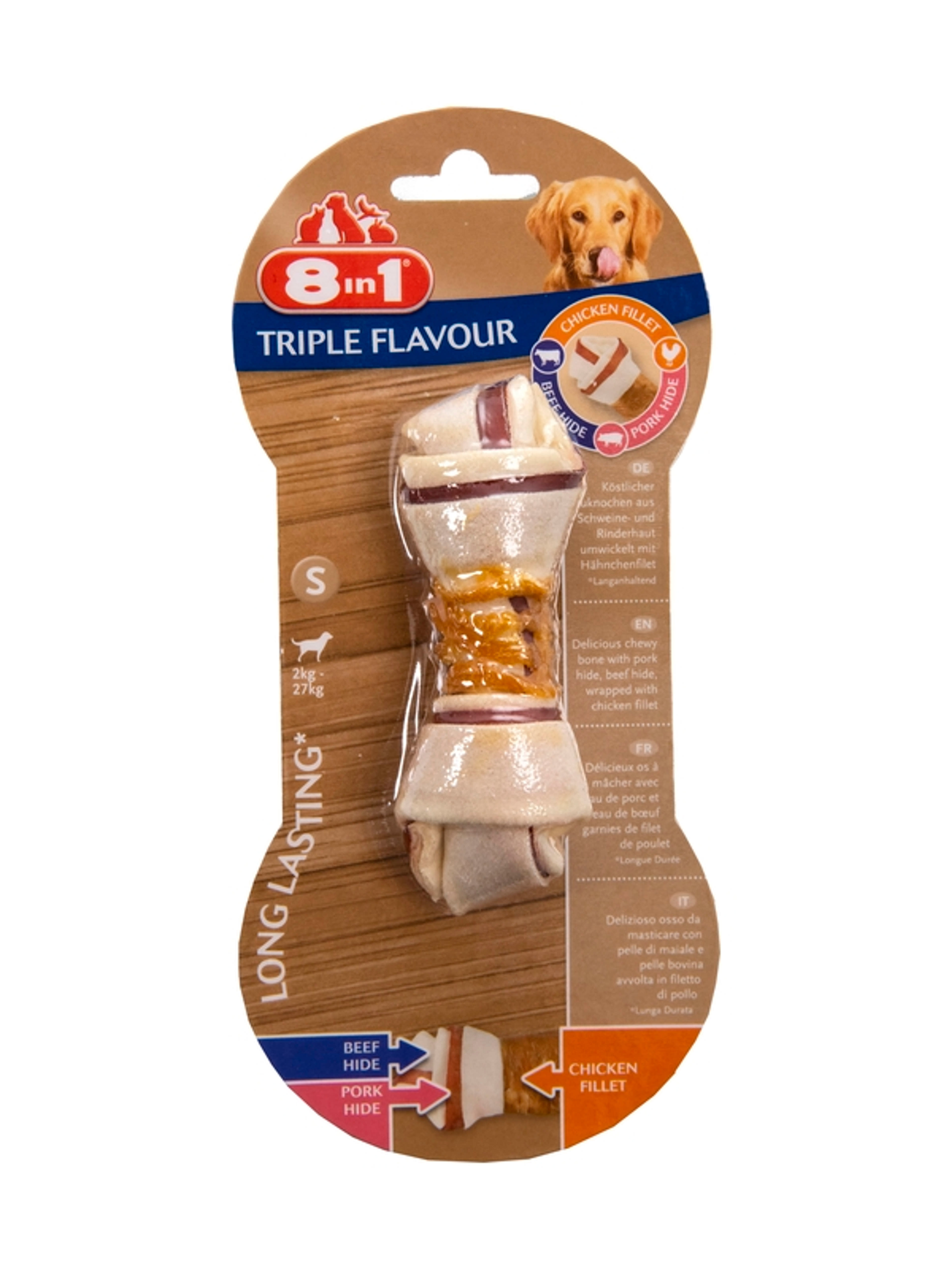 8 in 1 Triple Flavour jutalomfalat kutyáknak, rágócsont - 1 db