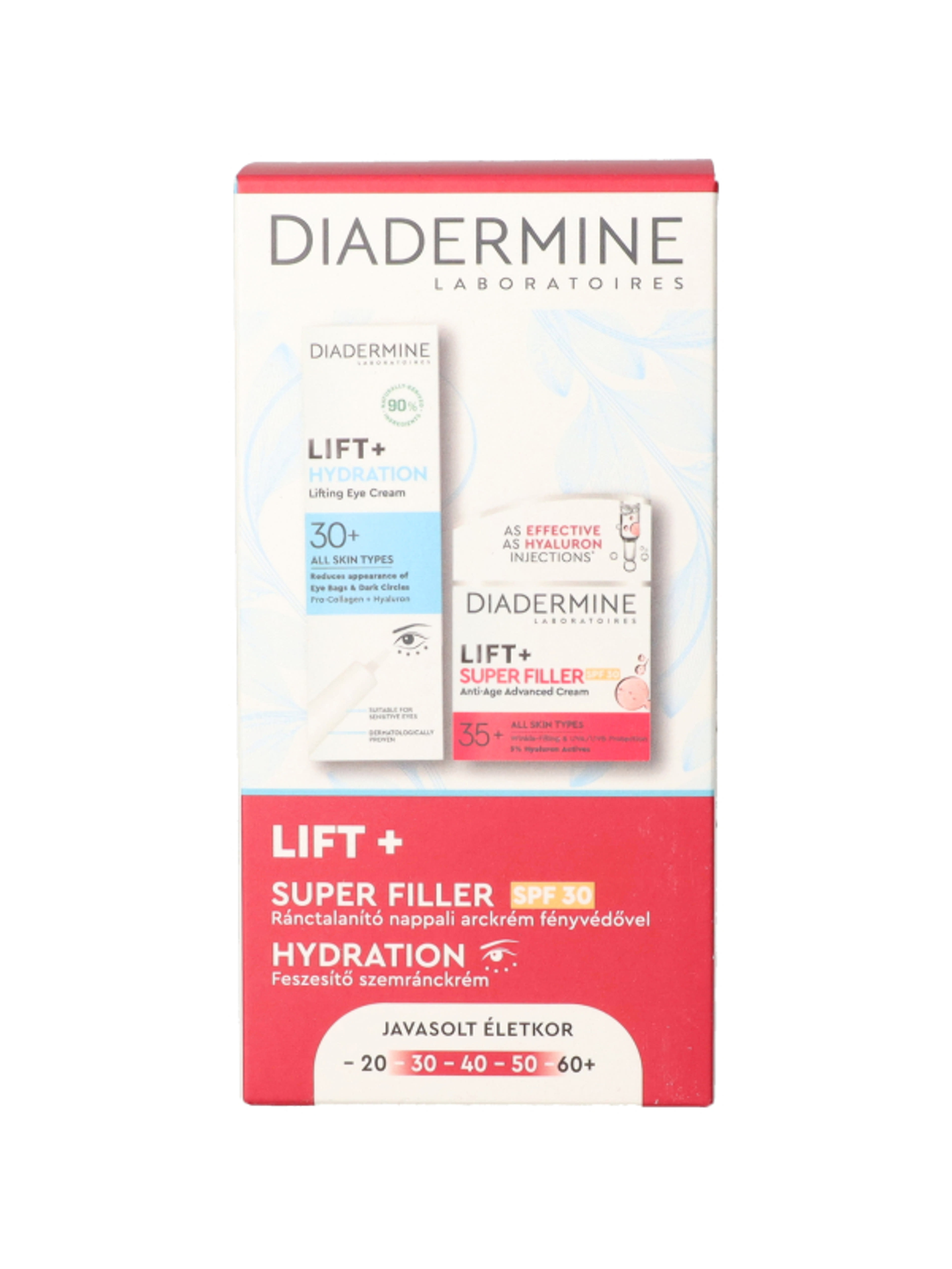Diadermine Lift+ ránctalanító nappali arckrém, SPF30 + feszesítő szemránckrém - 1 db