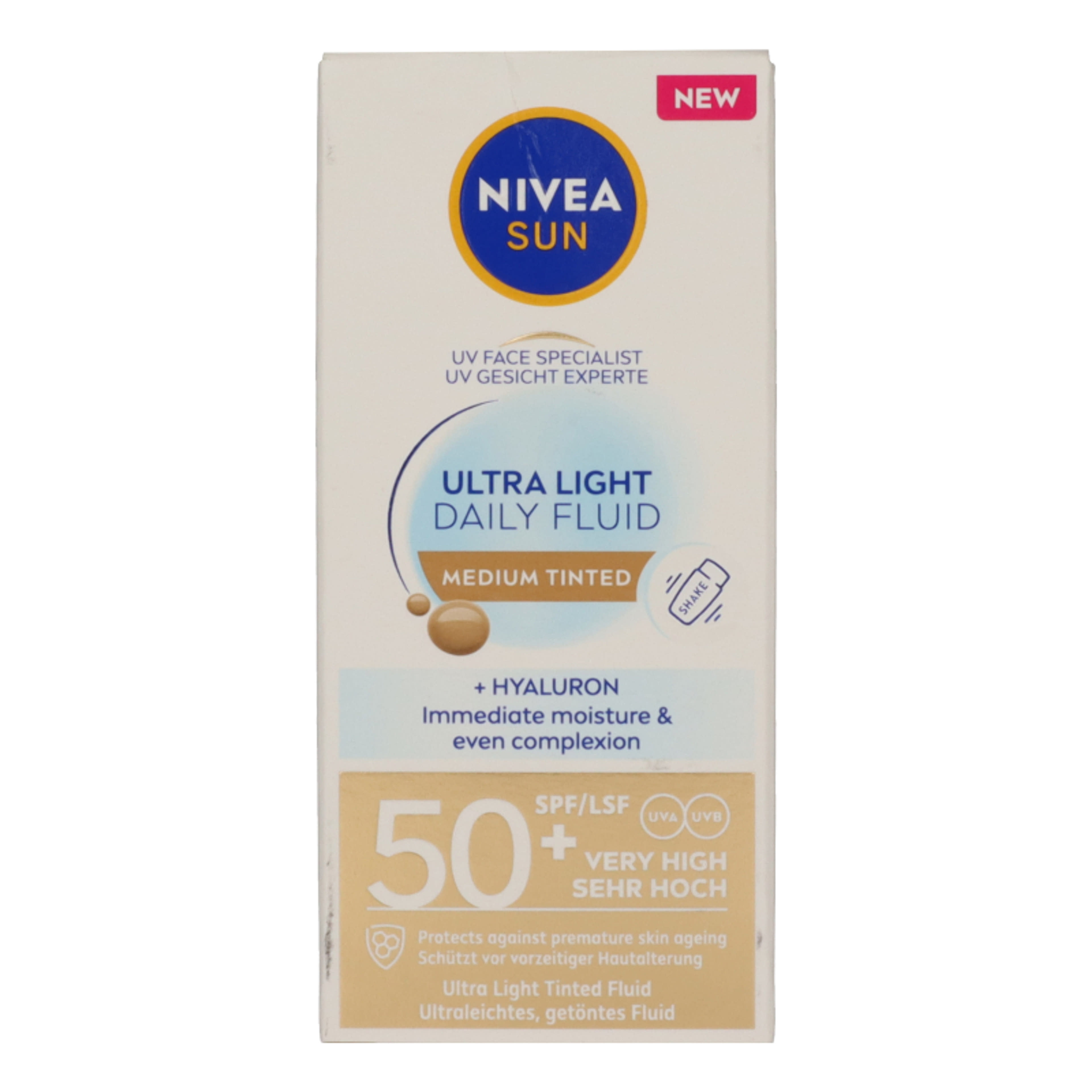 NIVEA SUN Ultra Light Daily színezett fényvédő fluid közepes árnyalat FF50+ - 40 ml-4
