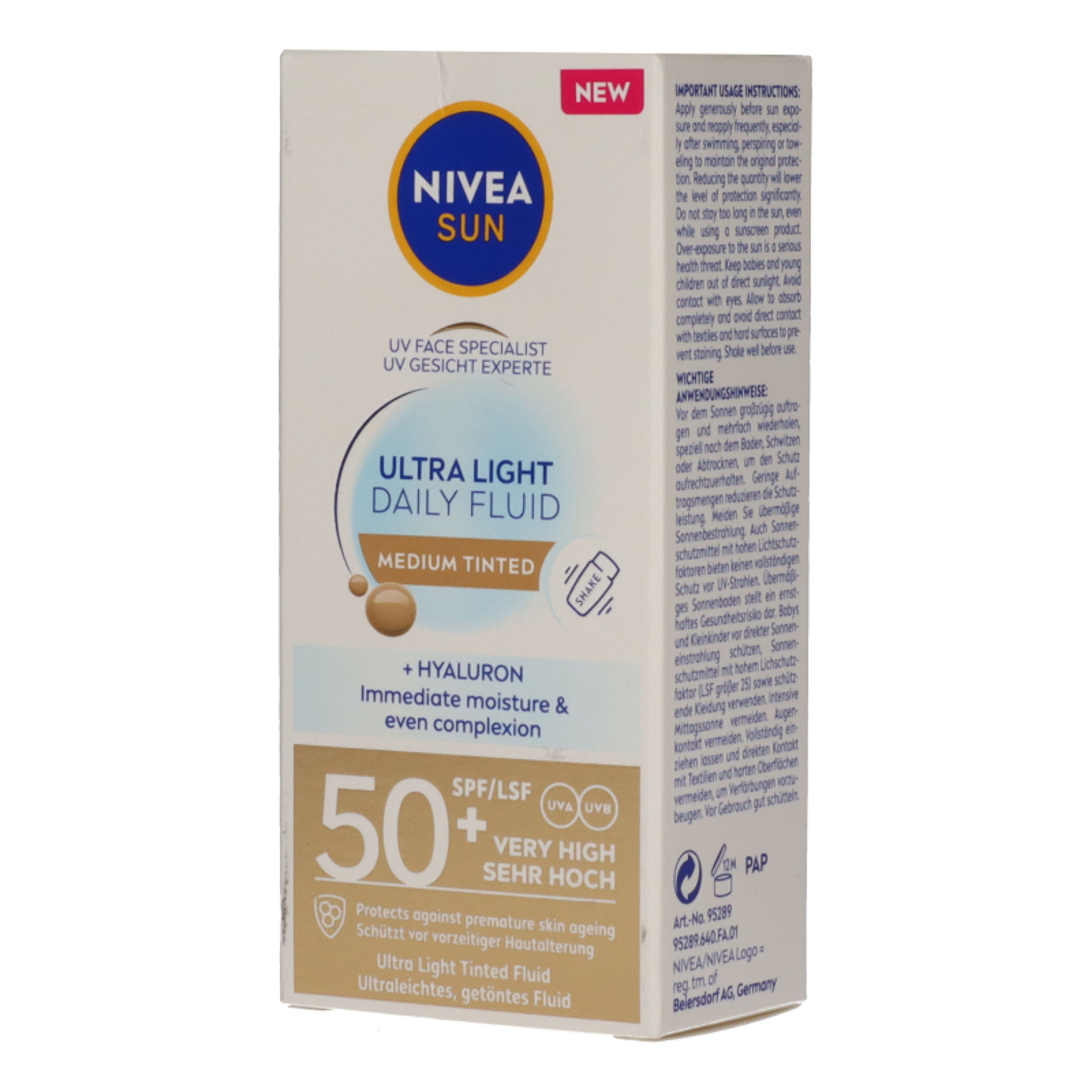 NIVEA SUN Ultra Light Daily színezett fényvédő fluid közepes árnyalat FF50+ - 40 ml-5