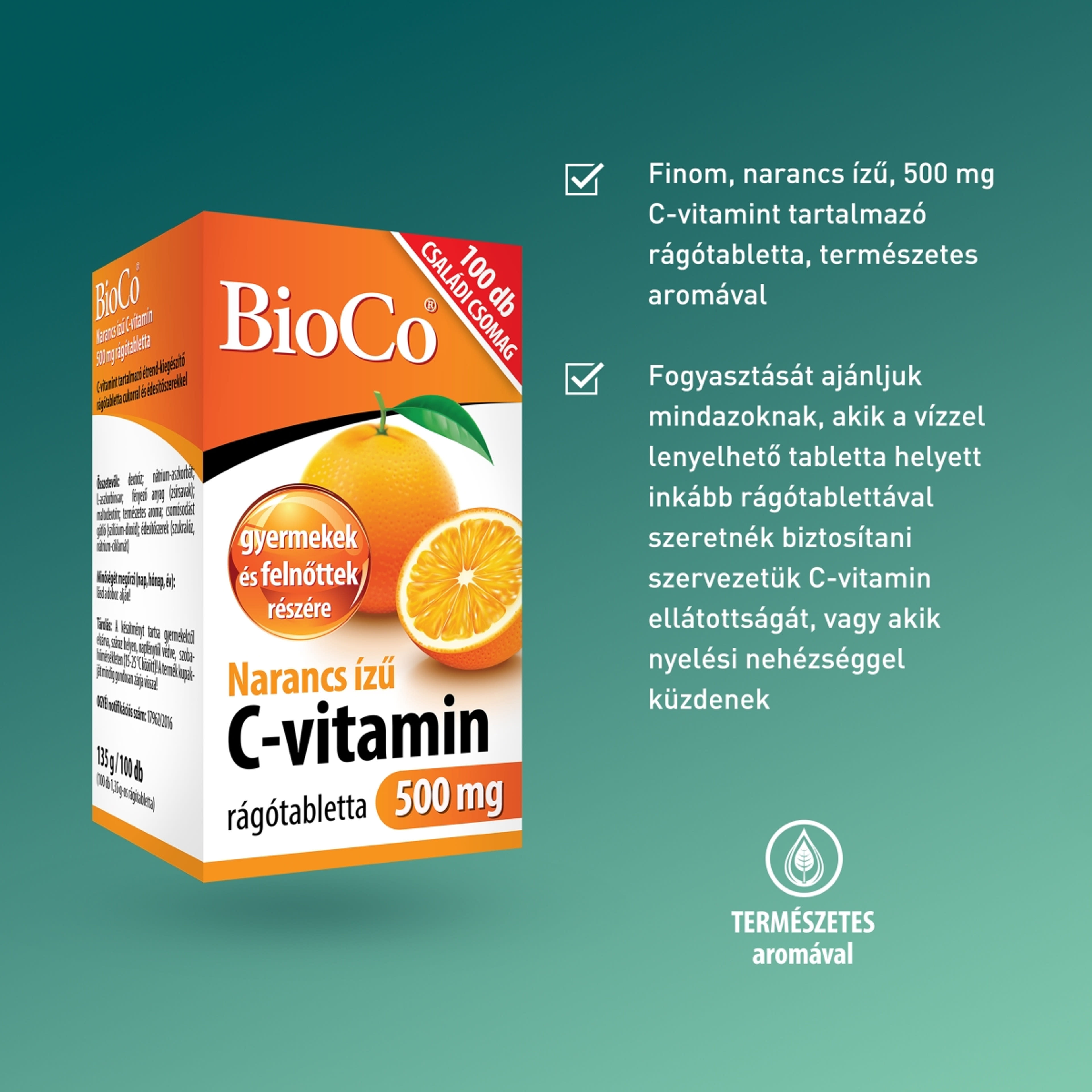Bioco narancs ízű C-vitamin 500 mg rágótabletta - 100 db-4