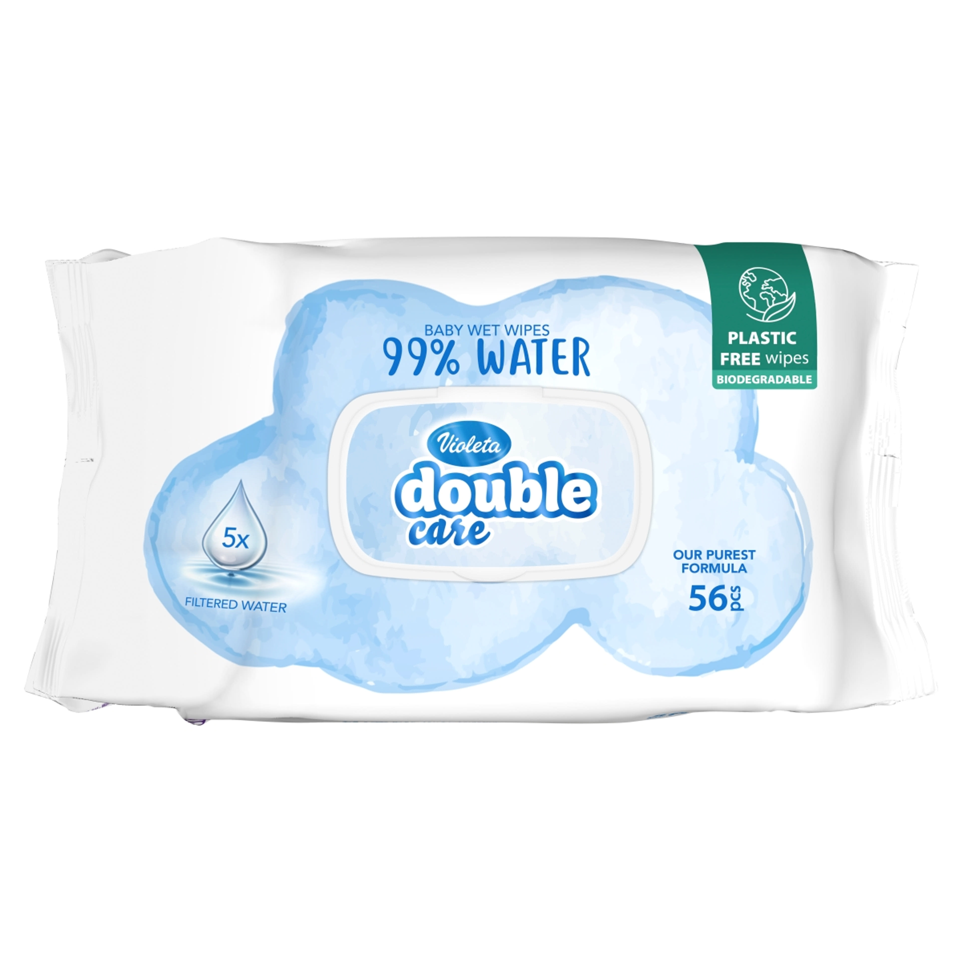 Violeta Double Care popsitörlő 99% vízzel  - 56 db