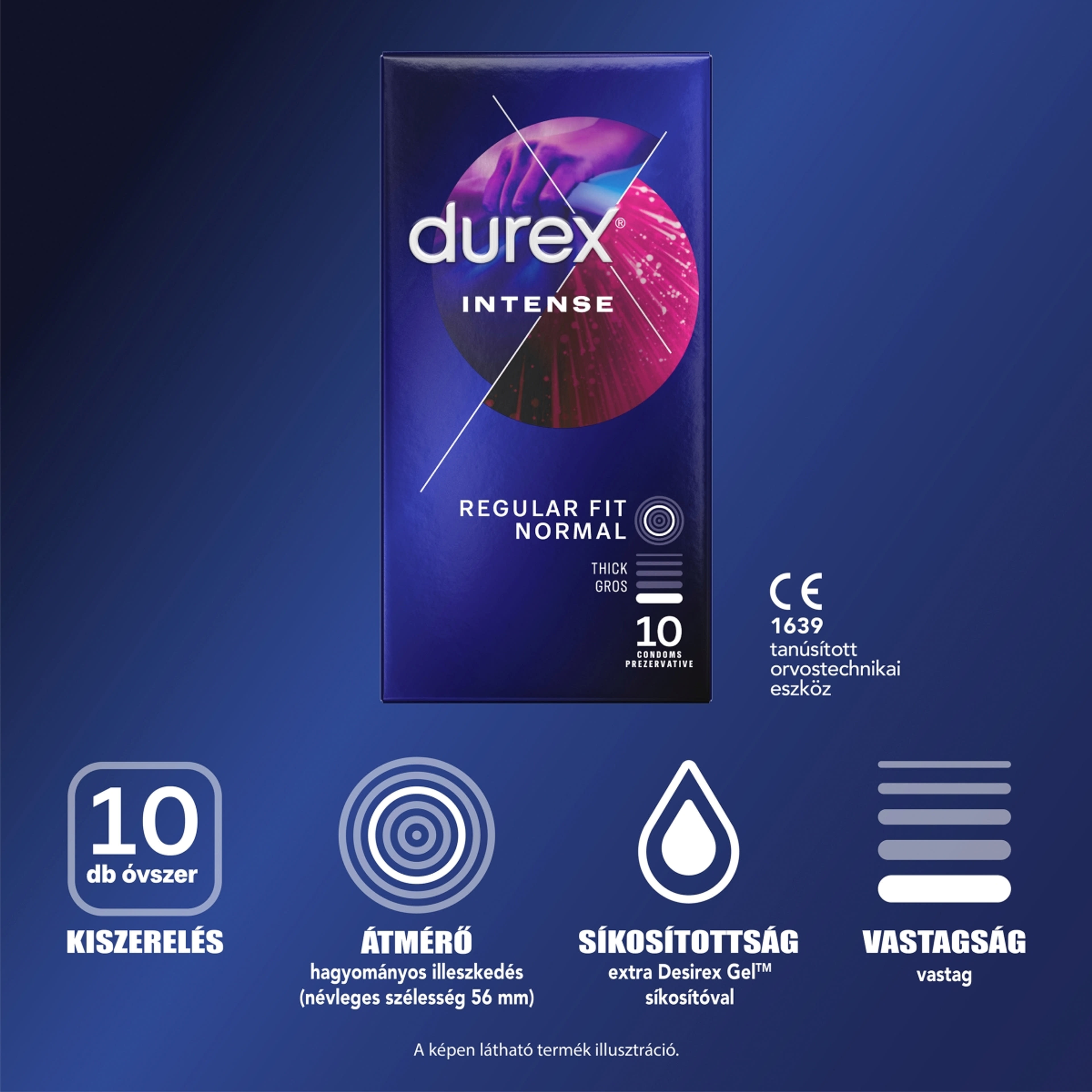 Durex Intense Orgasmic bordázott és pontozott óvszer stimuláló síkosítóval - 10 db-4