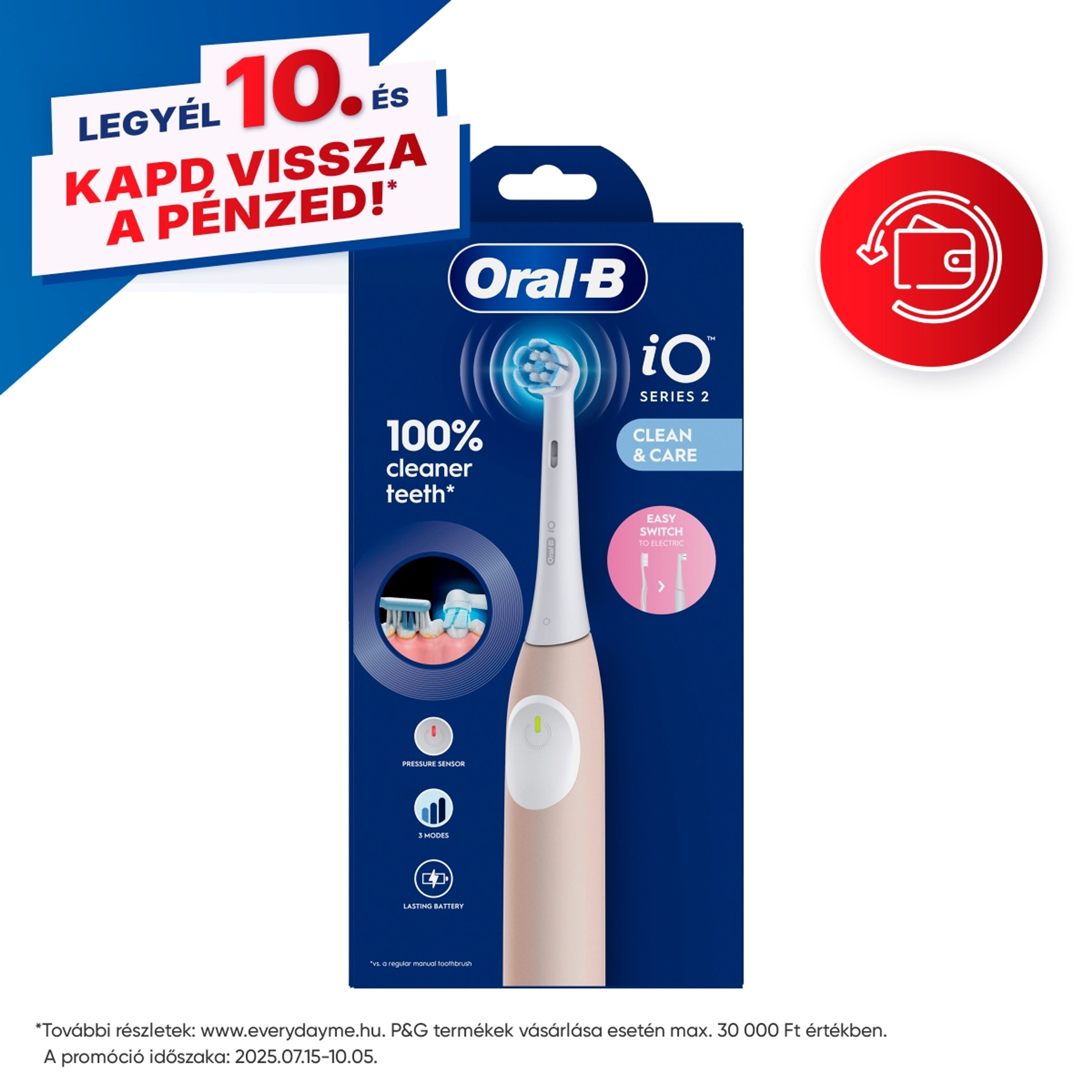 Oral-B iO 2 elektromos fogkefe /világos rózsaszín - 1 db