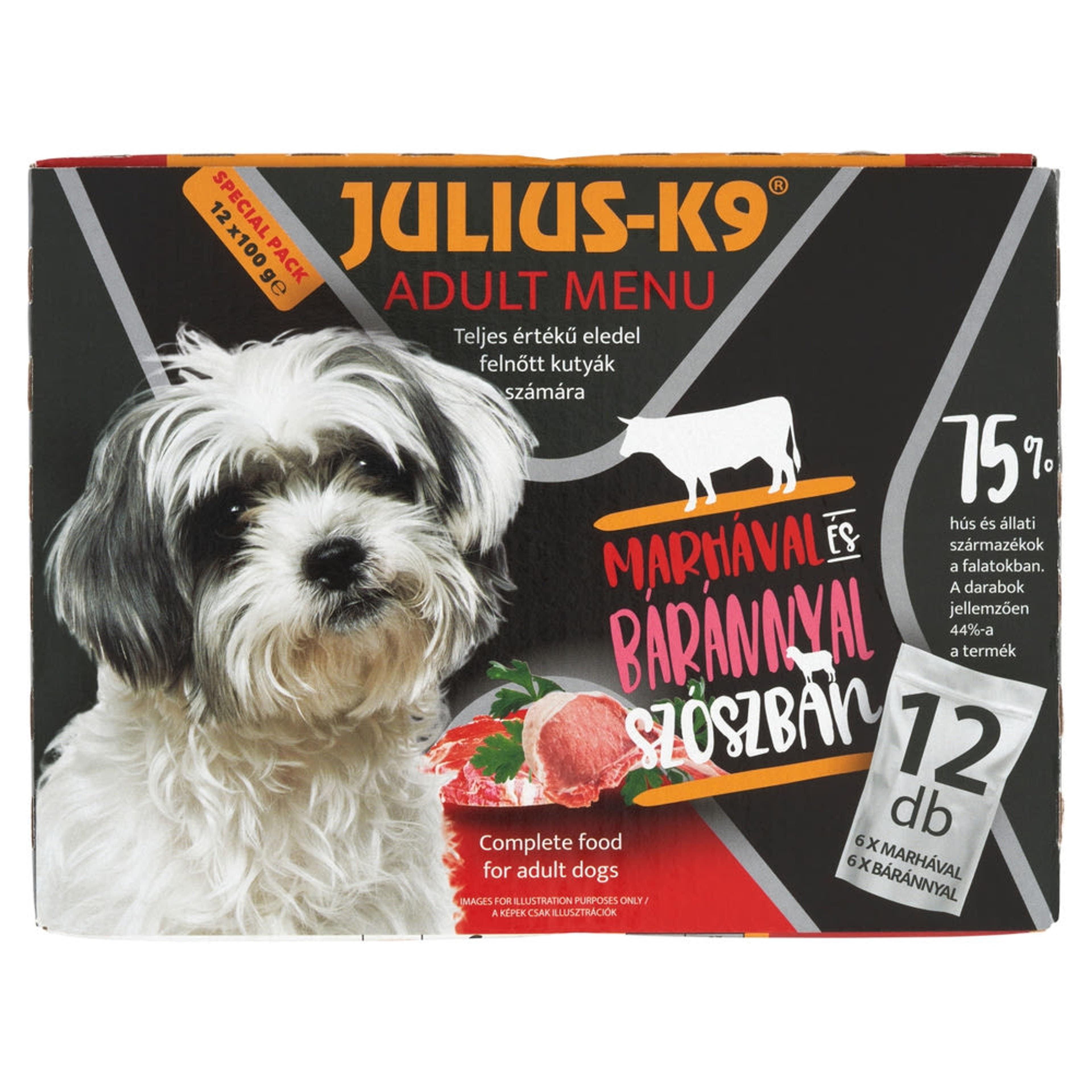 Julius-K9 Special állateledel felnőtt kutyáknak marhával és báránnyal 12x100 g - 1200 g