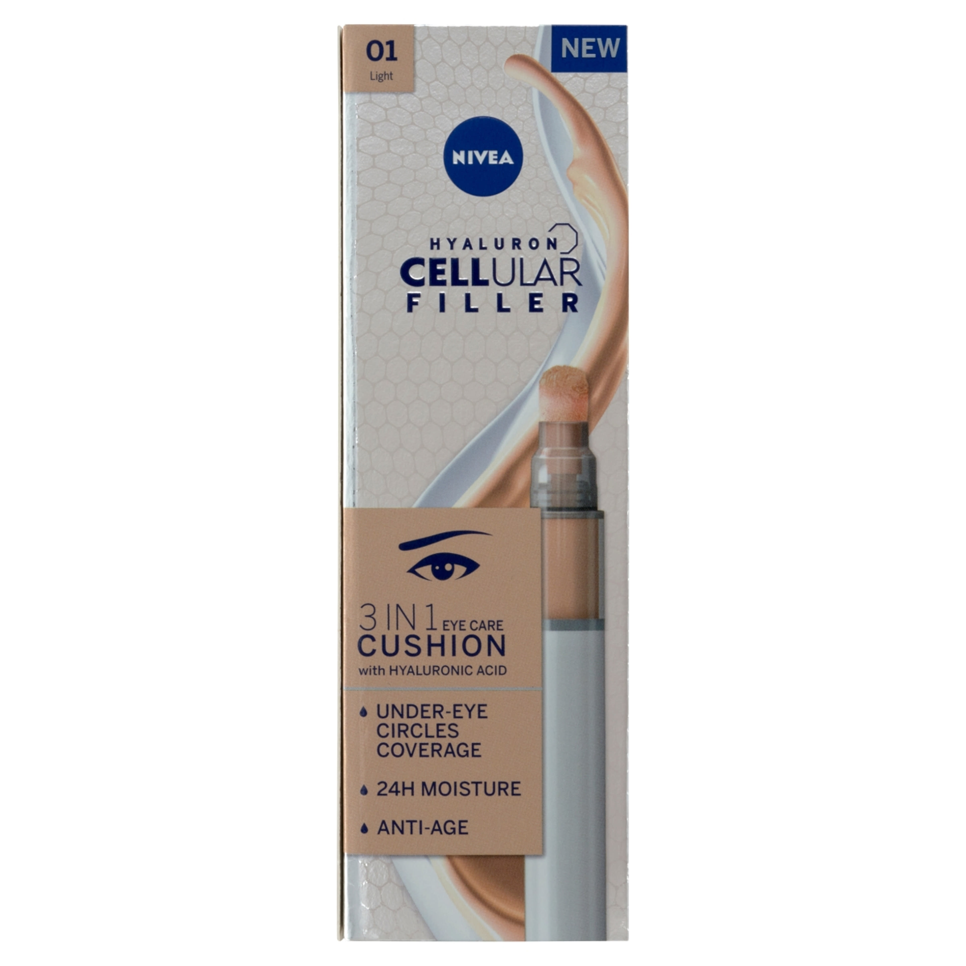 Nivea Hyaluron Cellular Filler 3in1 színezett, tonizáló szemkörnyékápoló /világos árnyalat - 4 ml