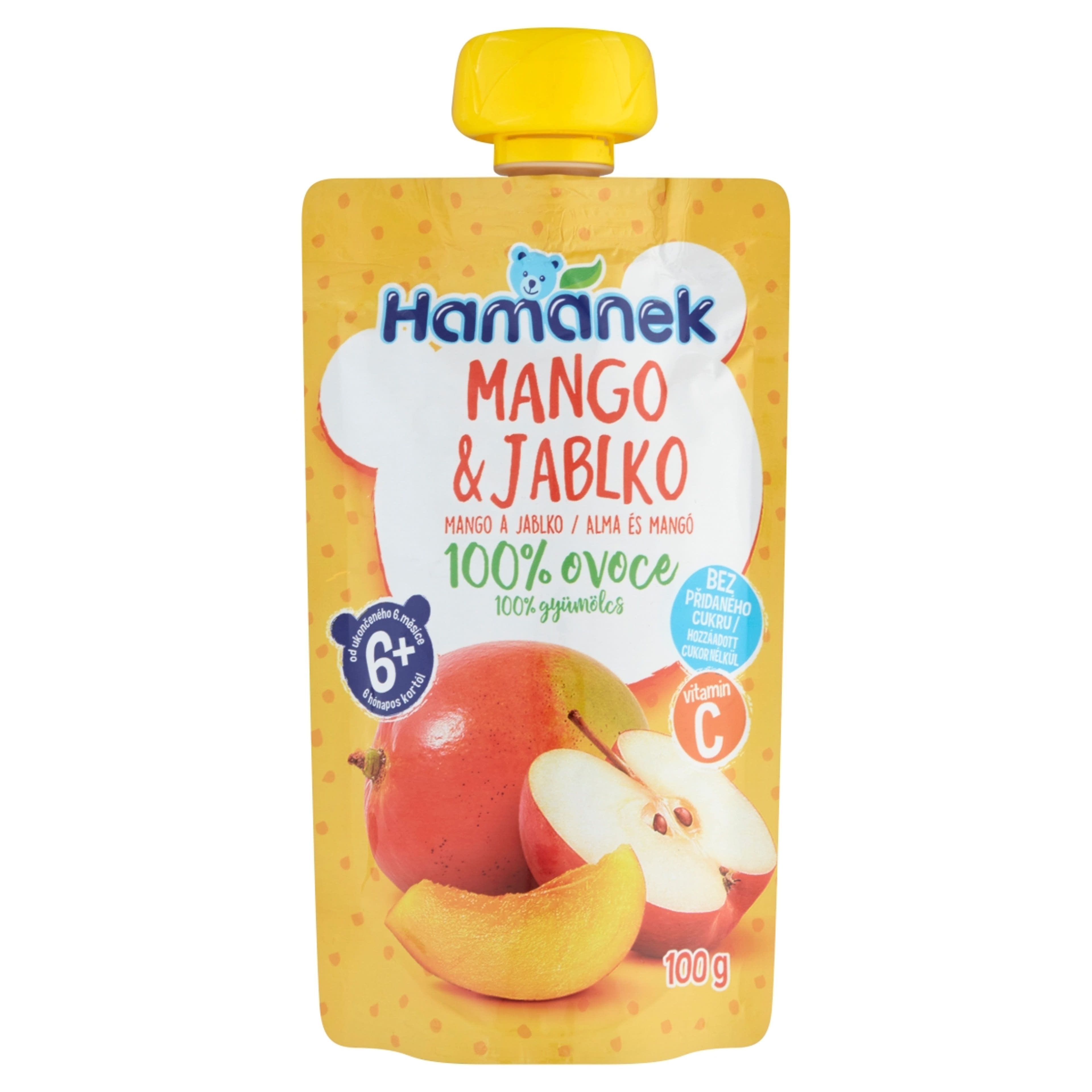 Hamánek gyümölcspüré alma,mangó 6 hónapos kortól - 100 g