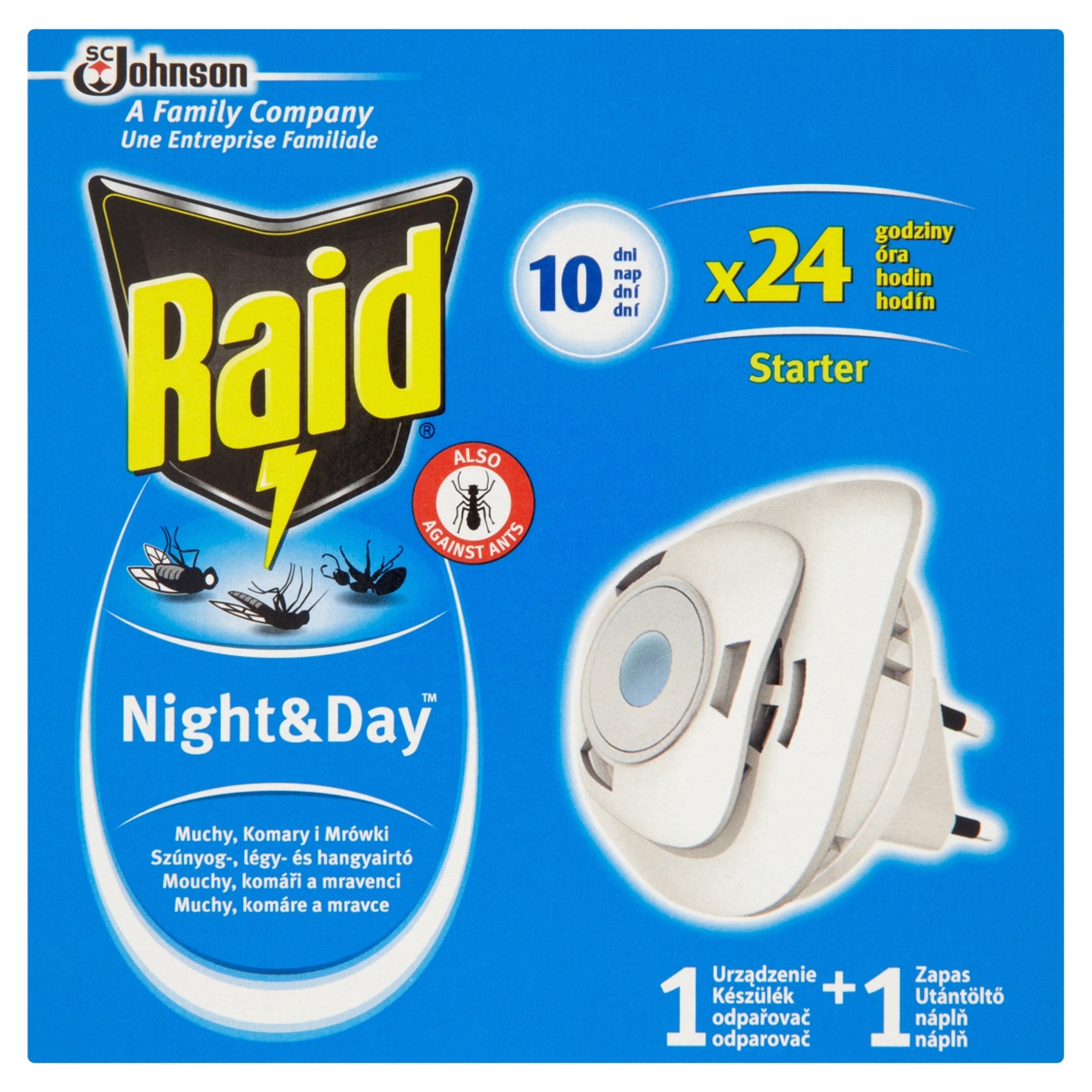 Raid Night & Day 240 órás elektromos szúnyog- és légyirtó készülék - 1 db