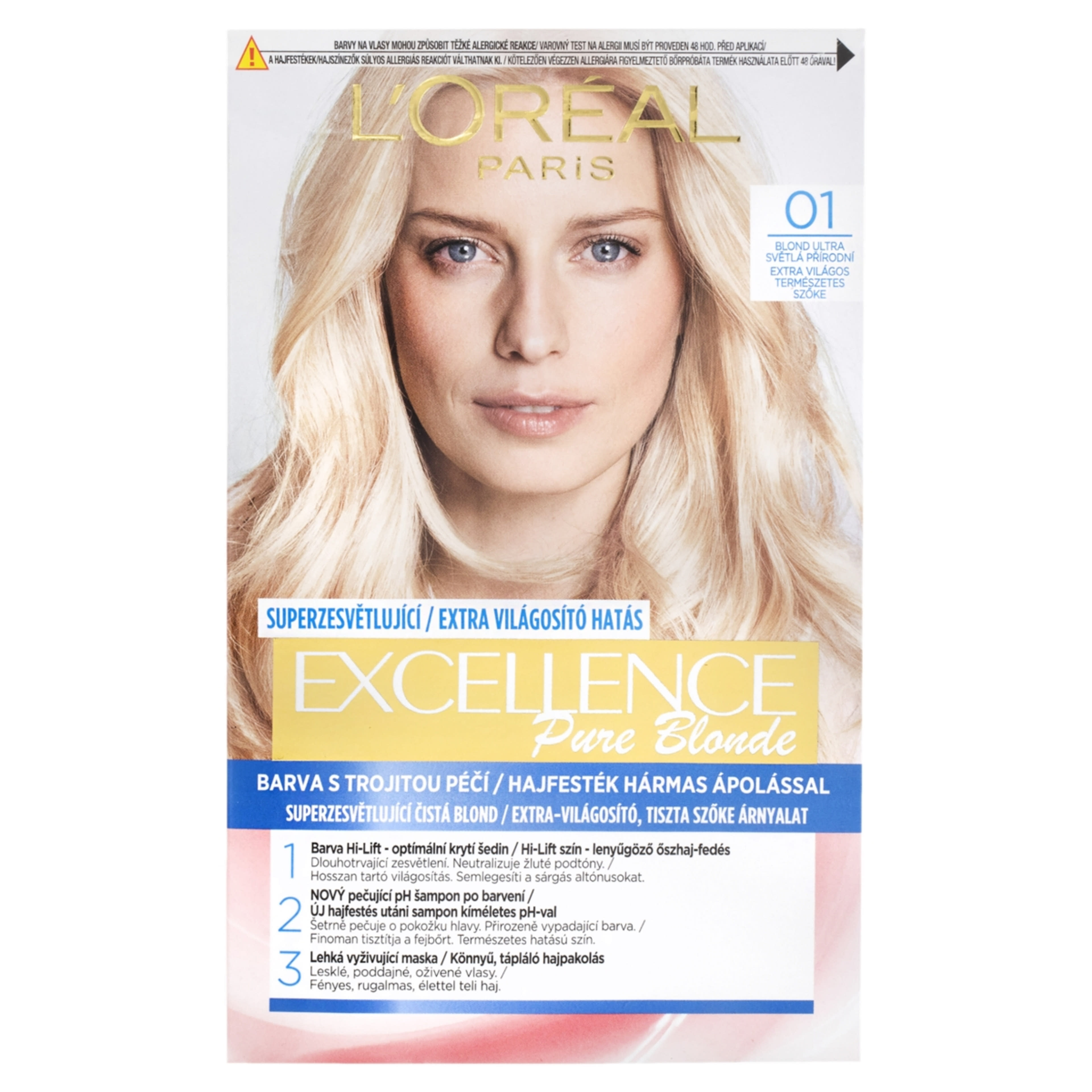L'Oréal Paris Excellence krémes, tartós hajfesték 01 extra világos természetes szőke - 1 db
