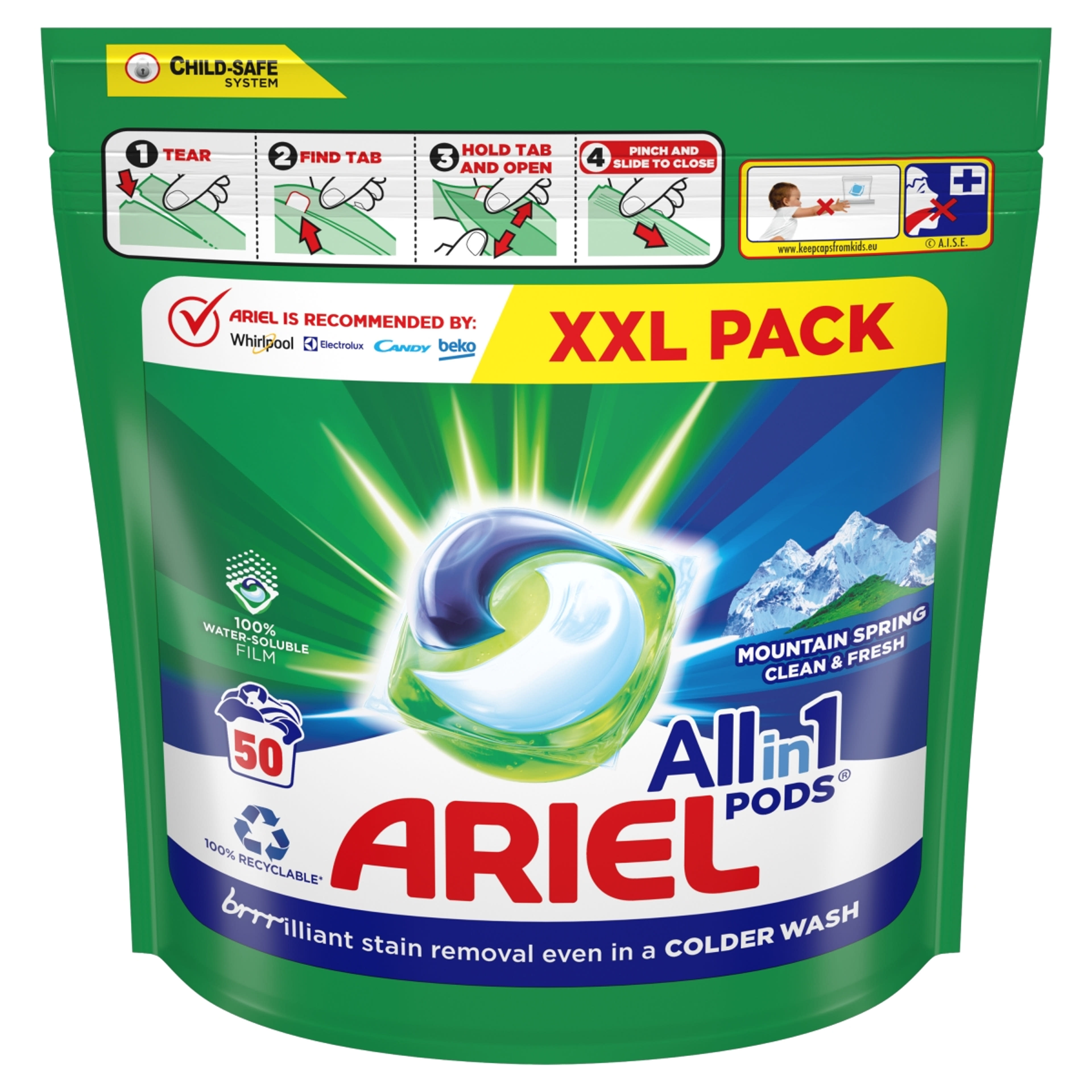 Ariel All-in-1 Mountain Spring mosókapszula 50 mosás- 50 db