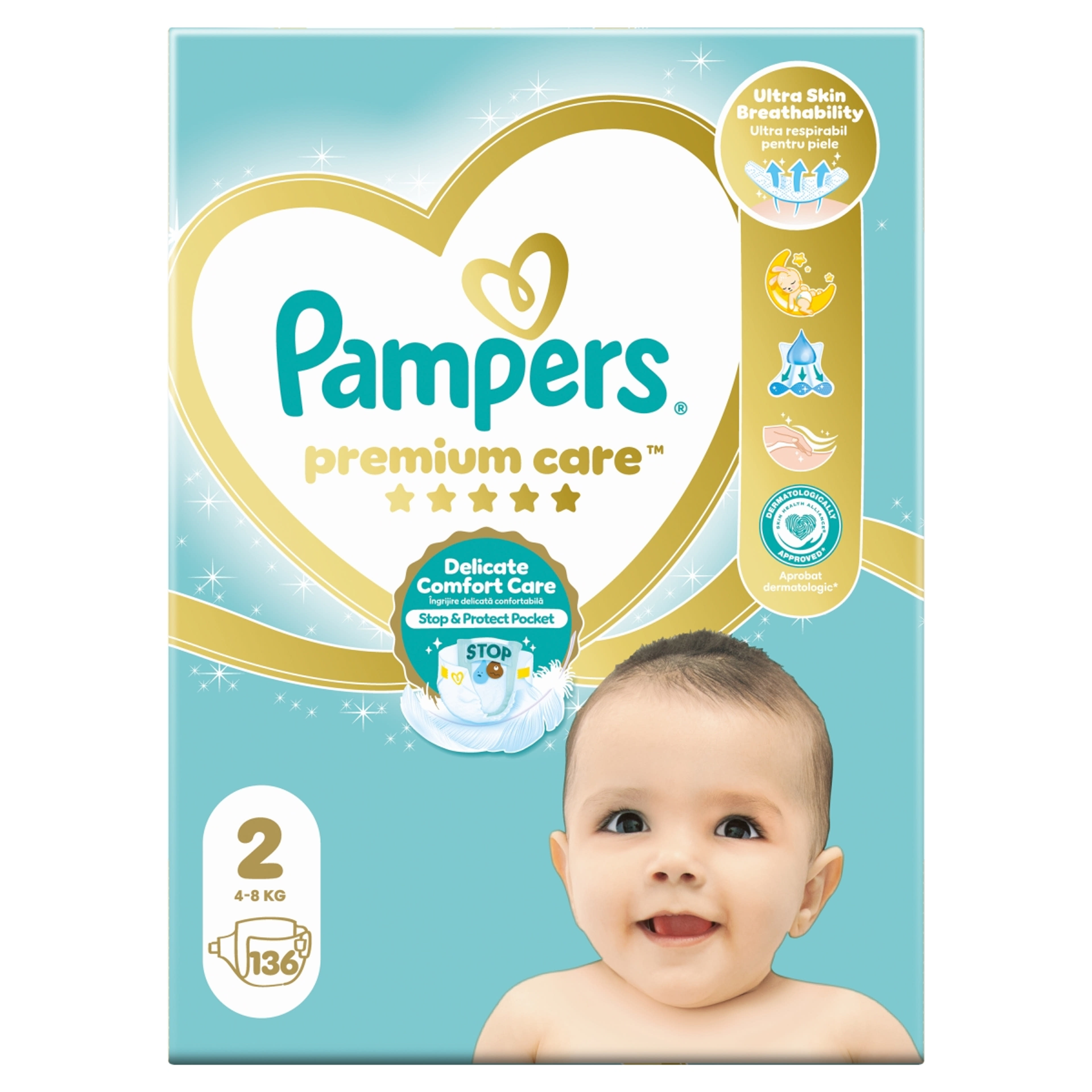 Pampers Premium Care pelenka, 2-es méret 4-8 kg - 136 db-3