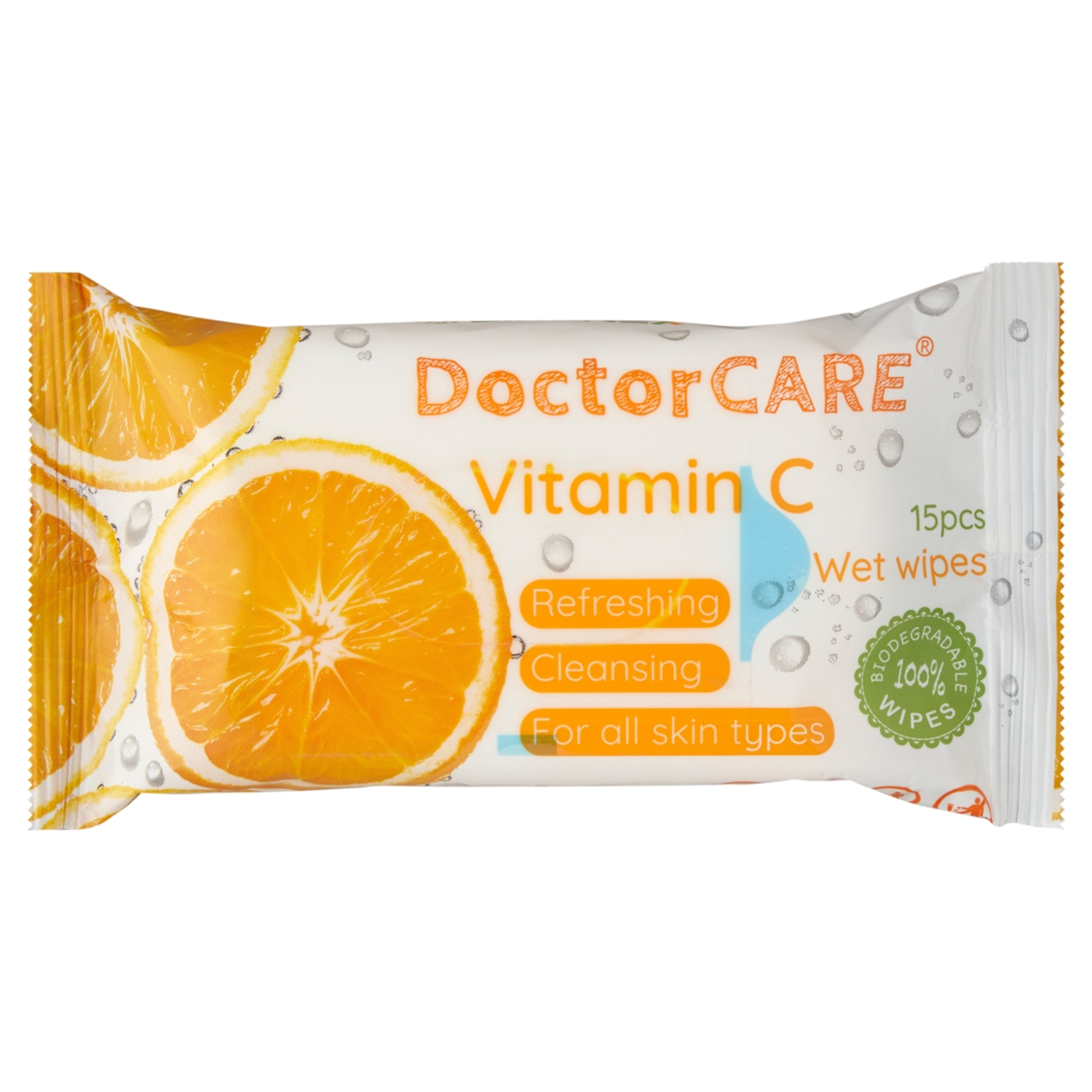Doctocare nedves törlőkendő c-vitaminnal - 15 db