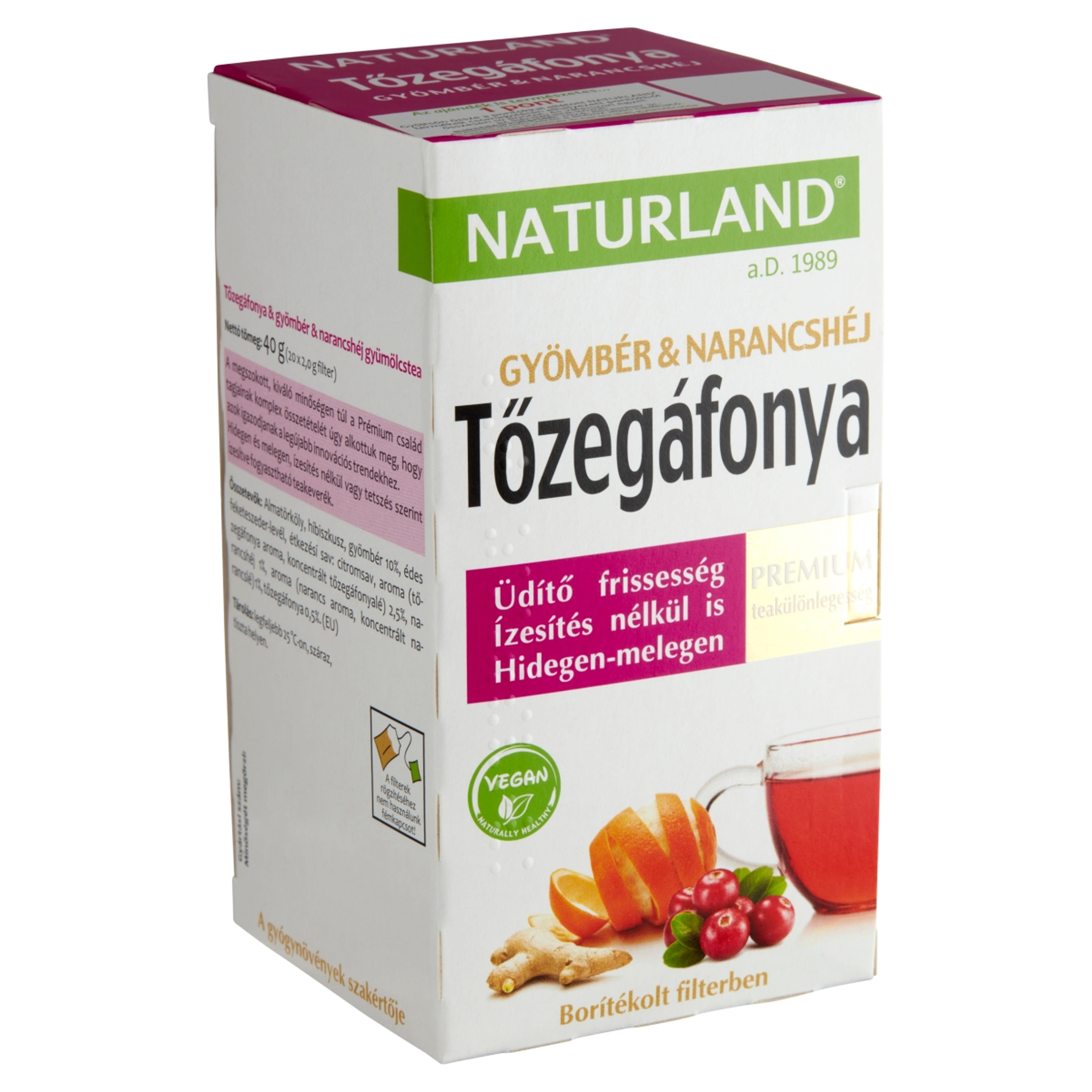 Naturland Premium tőzegáfonya-gyömbér-narancshéj teakeverék - 40 g-2