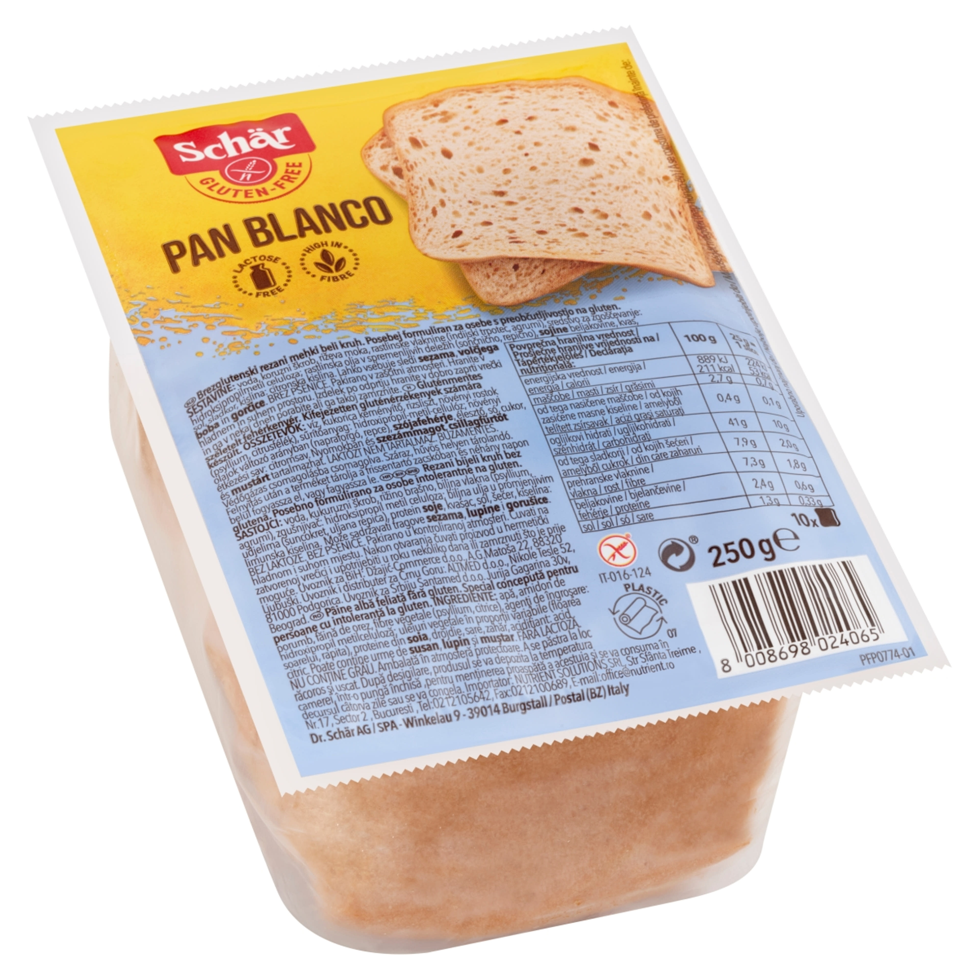 Schaer Pan Blanco gluténmentes szeletelt kenyér - 250 g-2