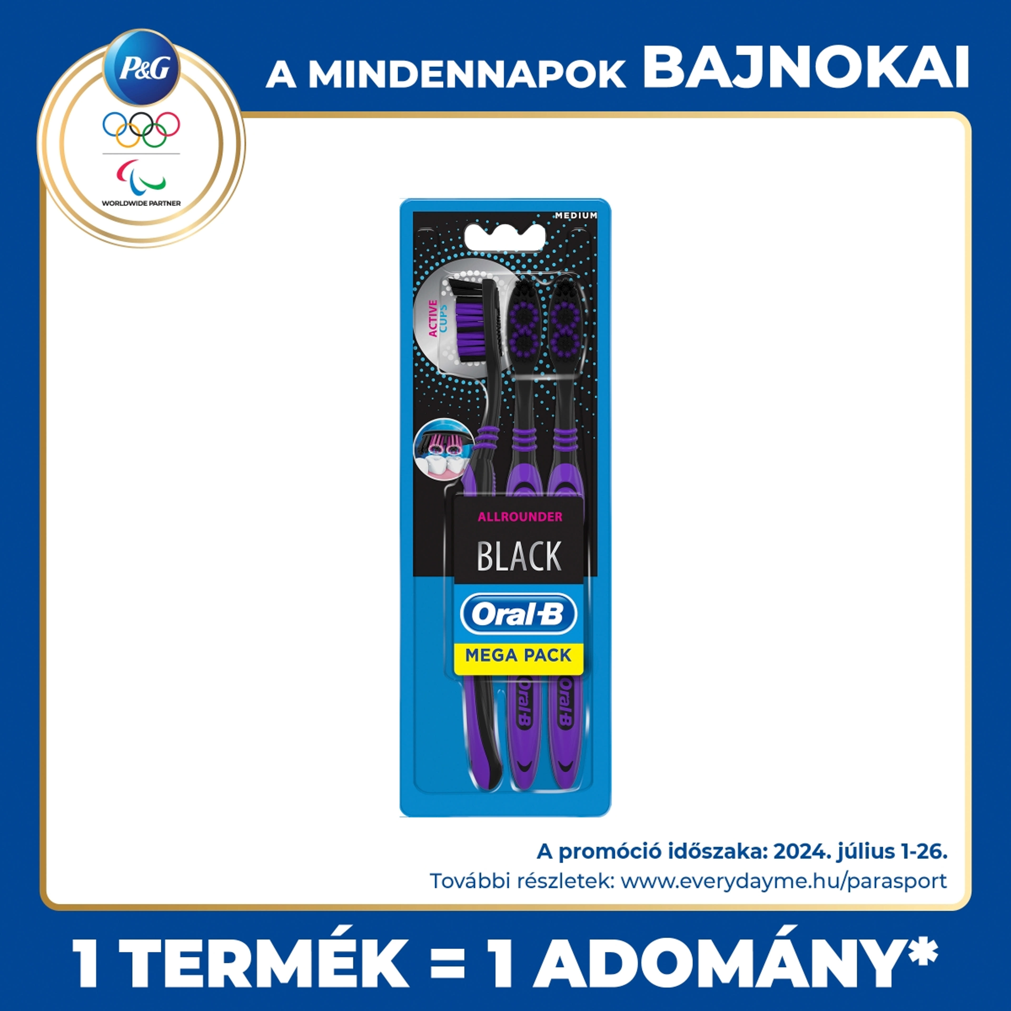 Oral-B Allrounder Black medium fogkefe - 3 db