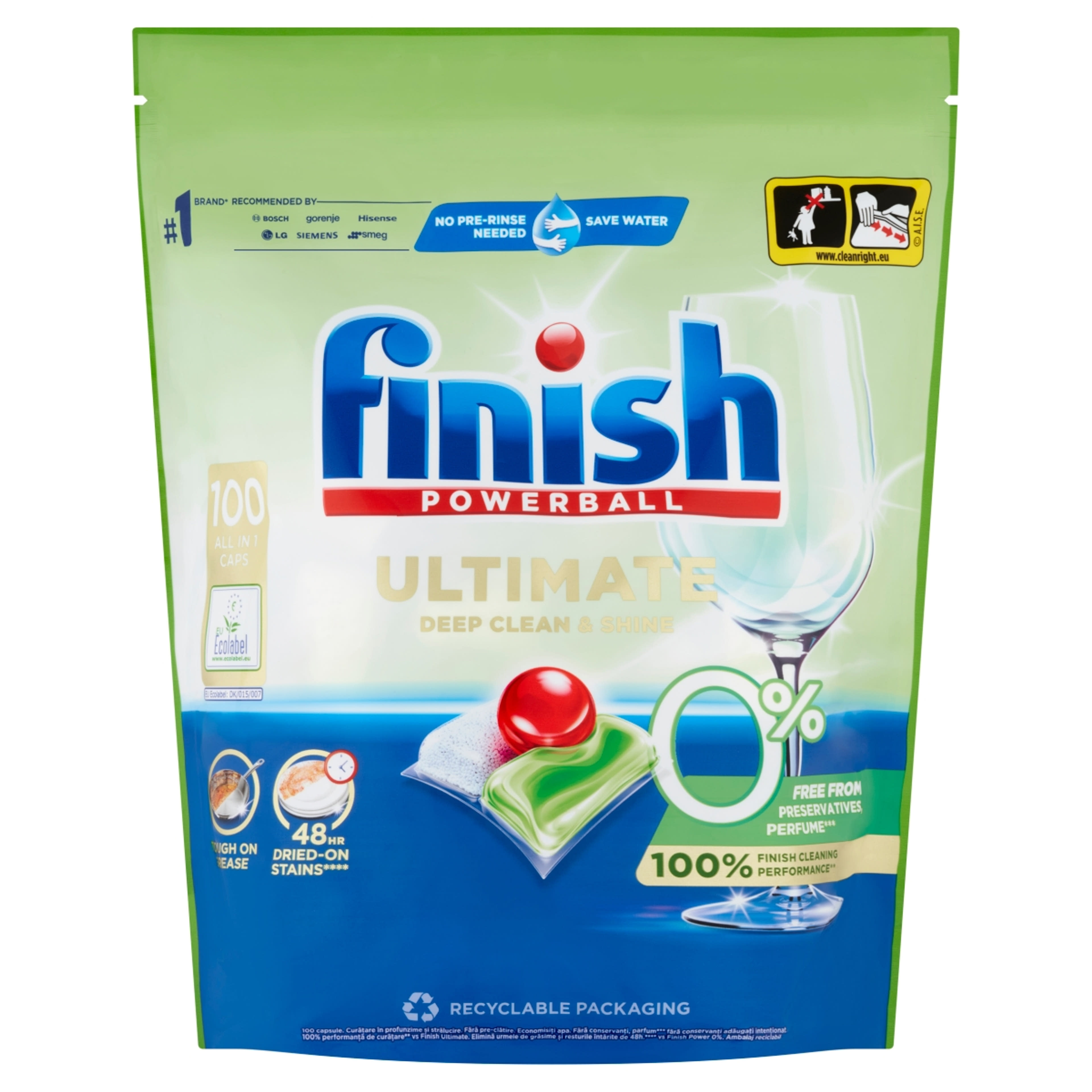 Finish Powerball Ultimate All in 1 0% mosogatógép kapszula - 100 db